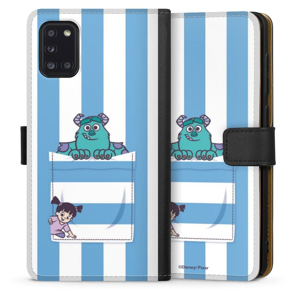DeinDesign Handyhülle Disney Pixar Die Monster AG Fanartikel Monster AG Striped Pattern, Samsung Galaxy A31 Hülle Flip Case Klapphülle Handytasche Leder