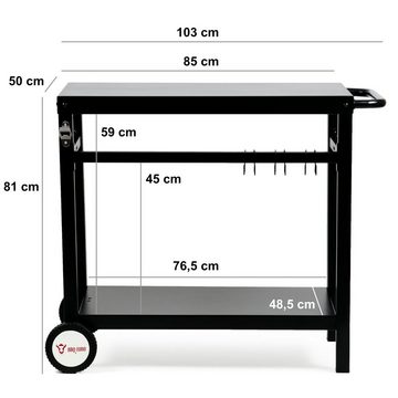 BBQ-Toro Grillablagetisch Grillwagen 85 x 50 x 81cm, Metall Grilltisch mit großer Arbeitsfläche