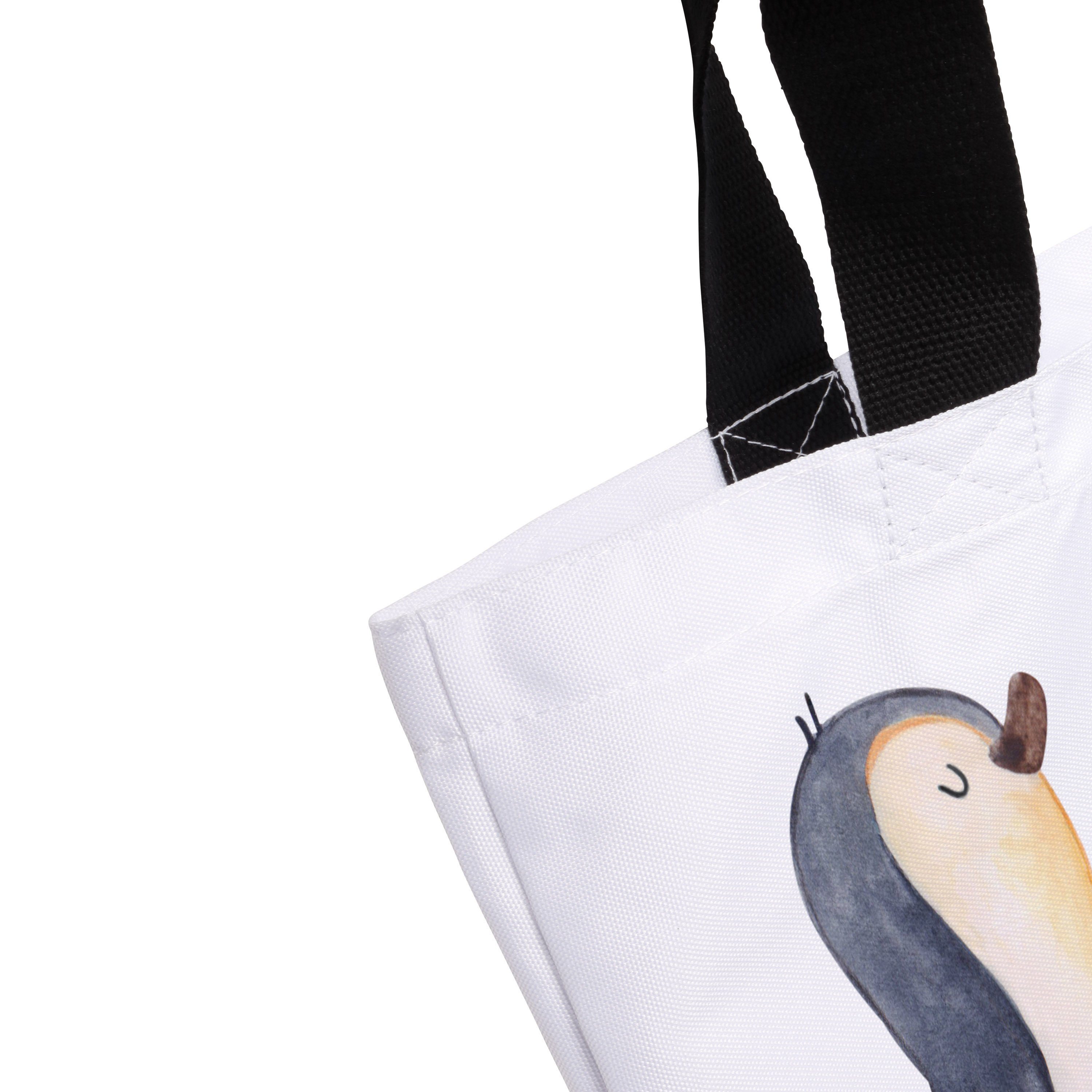Pinguin marschierend - Mrs. (1-tlg) Geschenk, Strandtasc Bruder, Schwester, Weiß Panda & Mr. Shopper -