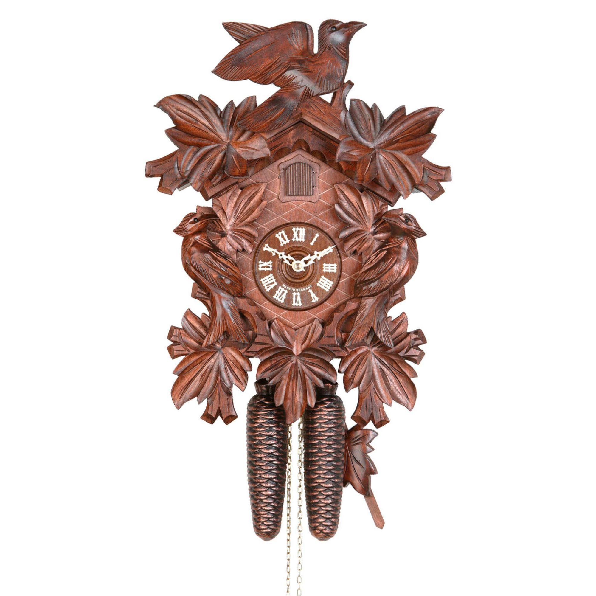 Pendelwanduhr (38 Clock Cuco Kuckucksuhr aus Schwarzwalduhr Werk, x 29 Tage "Im Holz Blätterwald" 16cm, manuelle 8 Nachtabschaltung) - x Wanduhr
