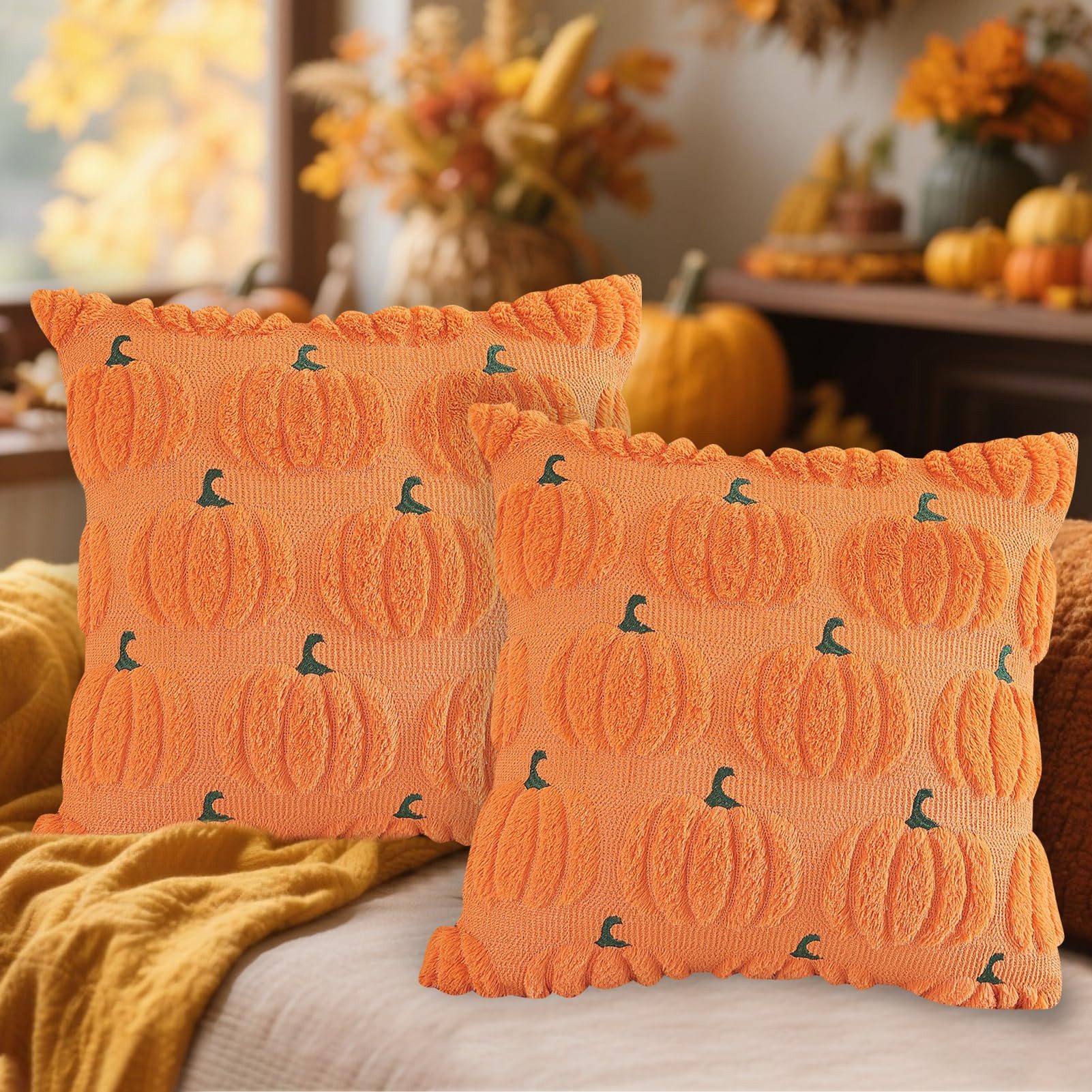 CLTYQ Kissenbezug Herbst Kürbis Kissenbezüge 45x 45 cm, (2 Stück), bestickt günstig online kaufen