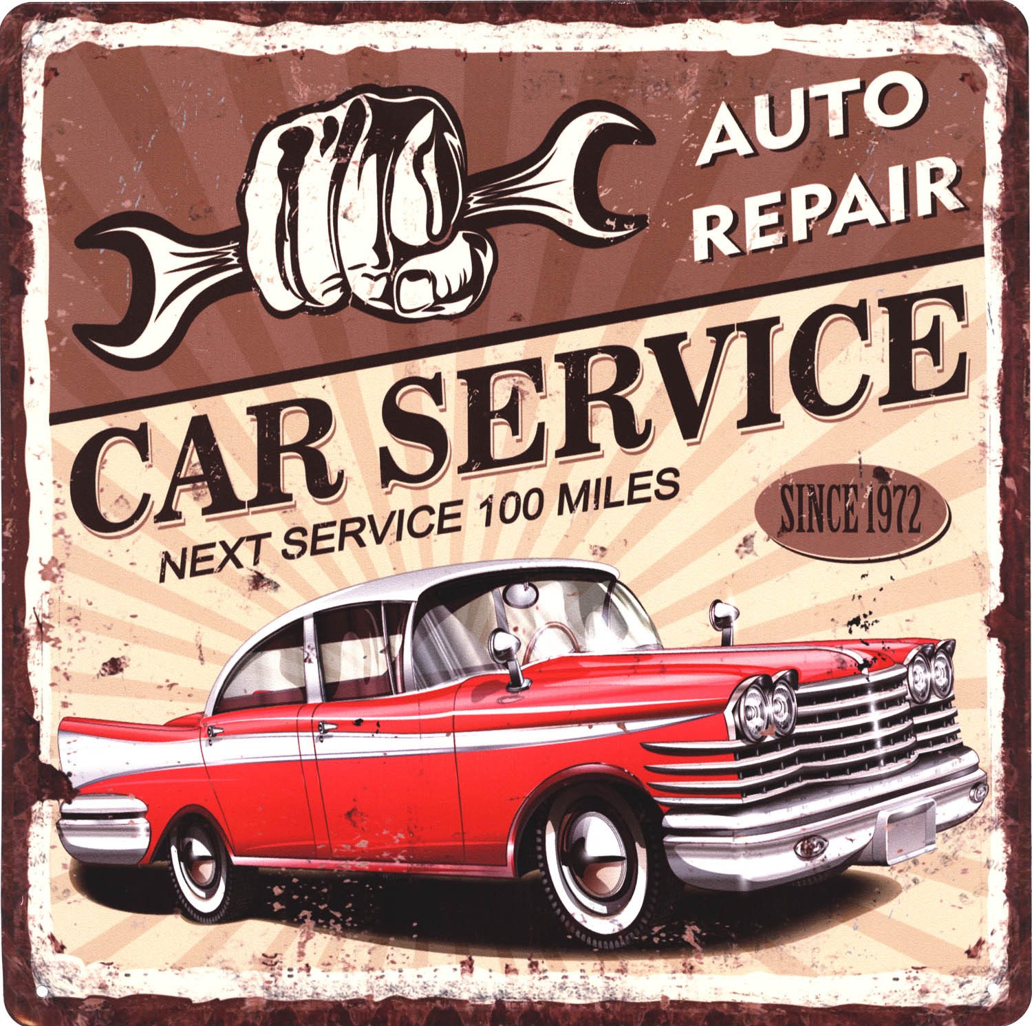 Moritz Metallschild Blechschild Auto Repair Service Werkstatt, (Einzeln), Vintage Retro Deko Schild Metallschild Wandbild Schild