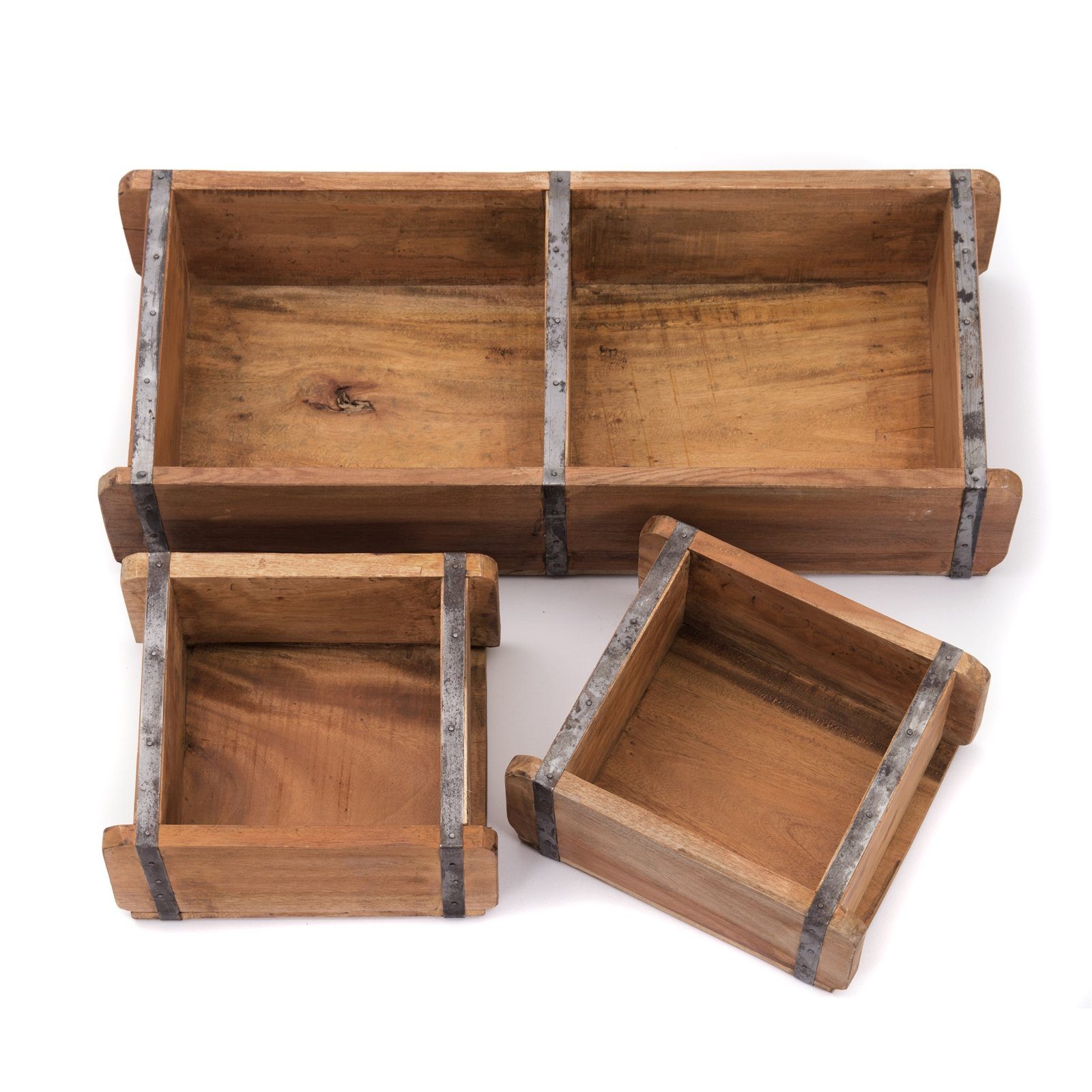 CREEDWOOD Truhe HOLZ ZIEGELFORMEN SET "BRICKS III", Altholz massiv, 65 cm, Holzkiste