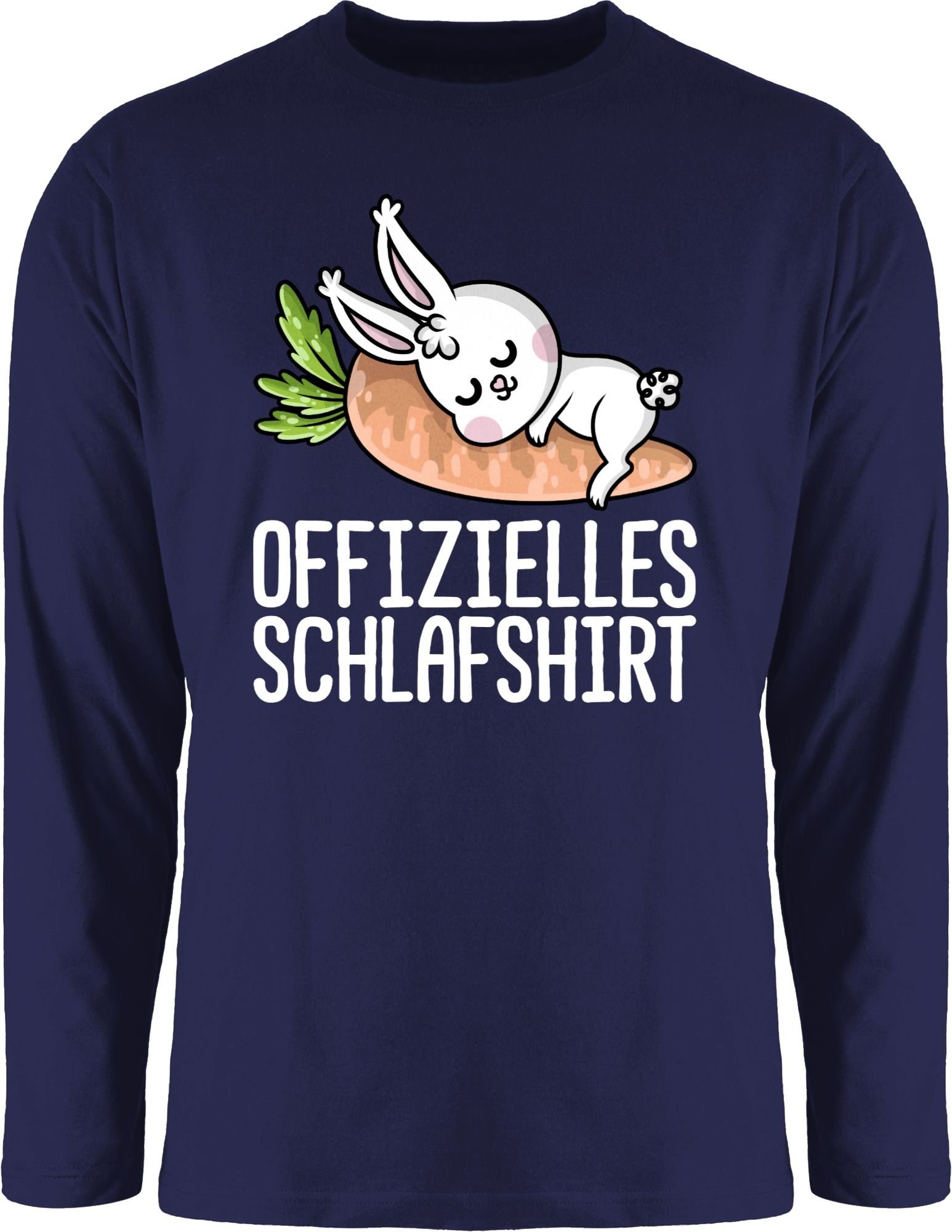 Shirtracer Rundhalsshirt Offizielles Schlafshirt mit Hase weiß Sprüche Statement 2 Navy Blau