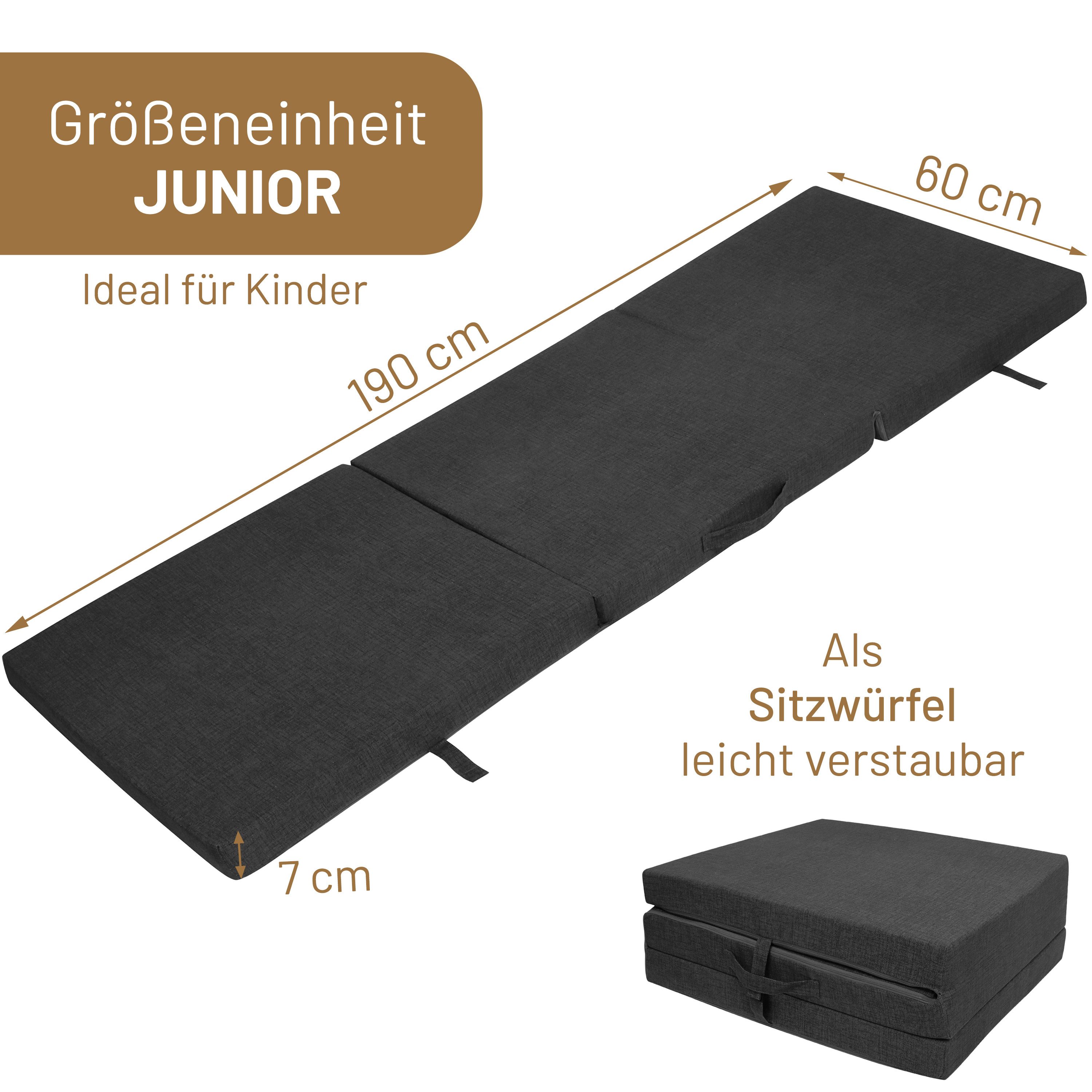 Klappmatratze Faltmatratze Gästebett Junior oder Pro, RelaxXL, 7 cm hoch, 190x60x7cm (Junior) oder 195x80x10cm (Pro)