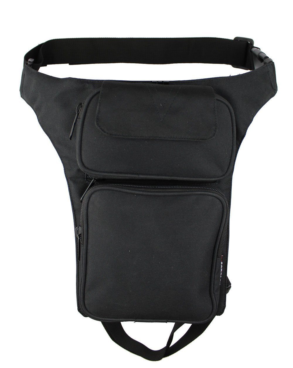 Alpha Speeds Beintasche / Bauchtasche aus Polyamid für Motorrad & Freizeit in Schwarz, 100 % wasserdicht, mit YKK Reißverschlüssen & verstellbarem Gurt