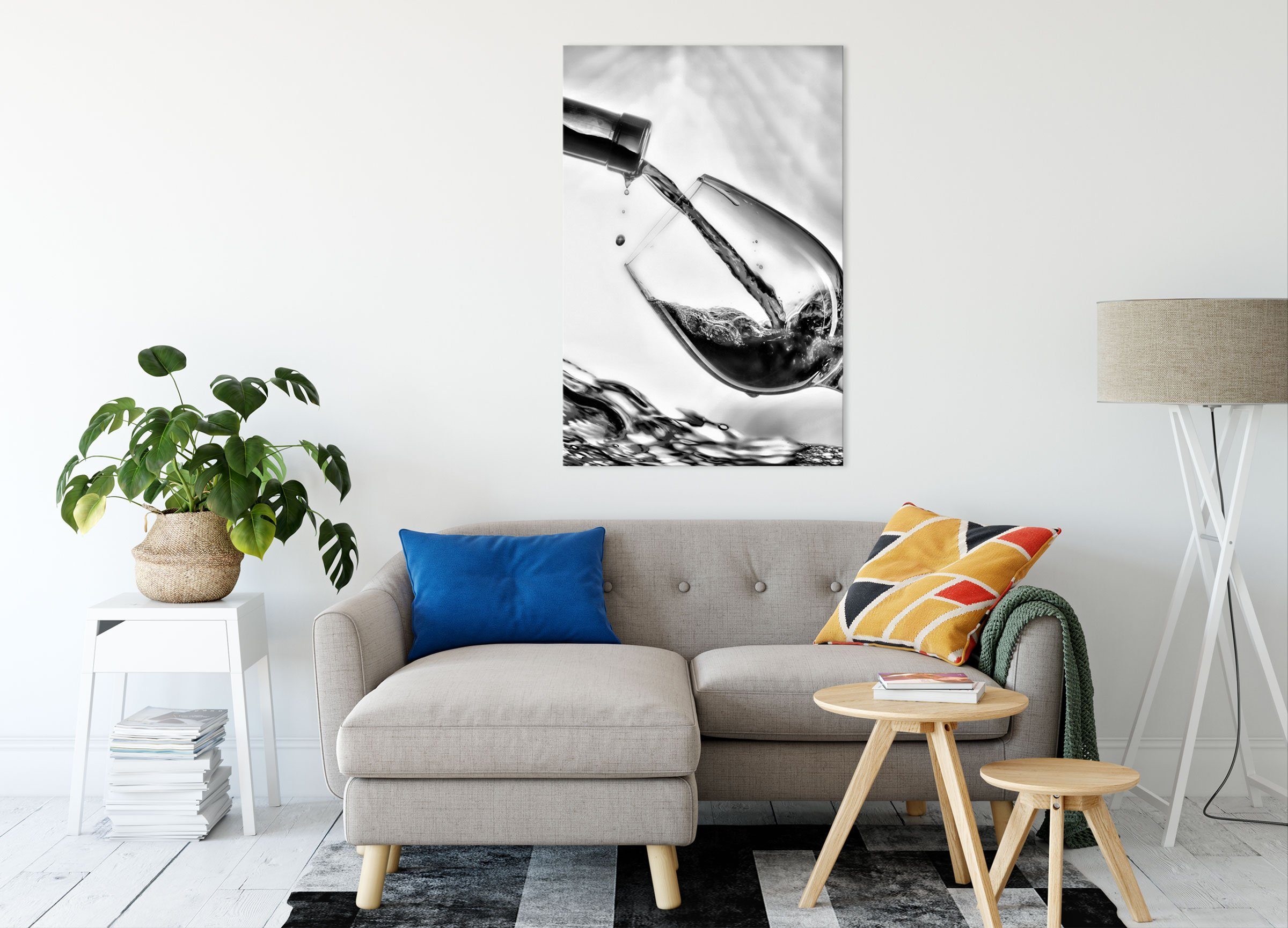 fertig bespannt, Wein, inkl. Wein Pixxprint Leinwandbild Zackenaufhänger Leinwandbild St), (1