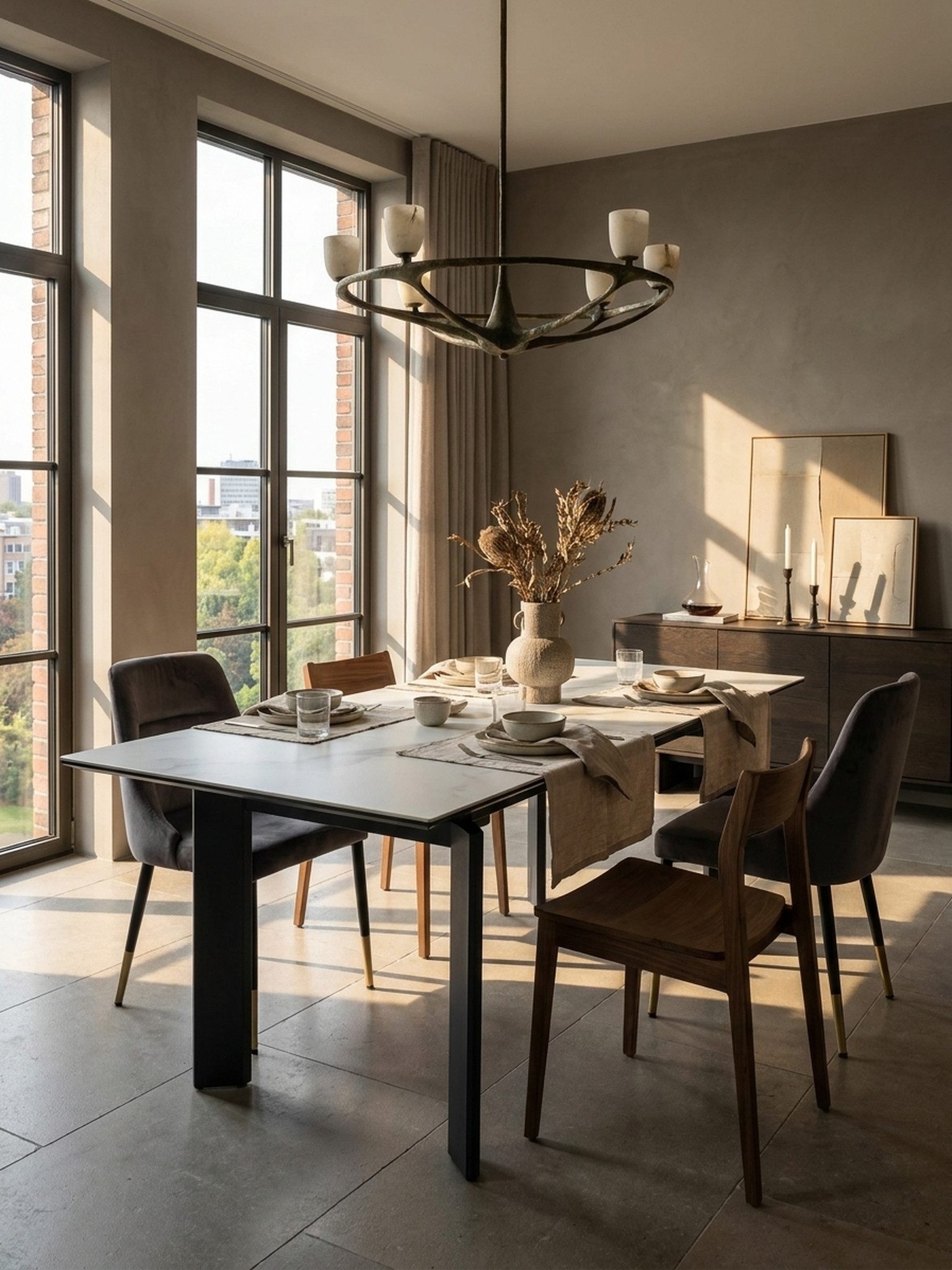 Esstisch Esszimmertisch 180x95x77 cm Keramik Glas Esstisch Weiß Marmor-Optik