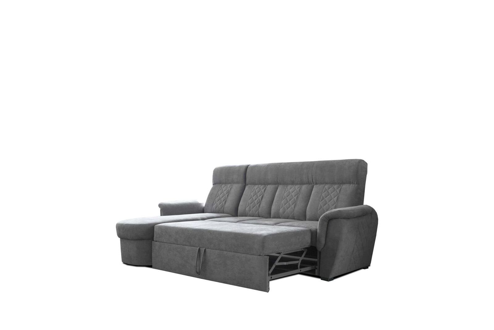 Mit Sofas JVmoebel L-Form, Ecksofa Bettfunktion moderne exklusive Design Ecksofa hochwertige Grau Sofas