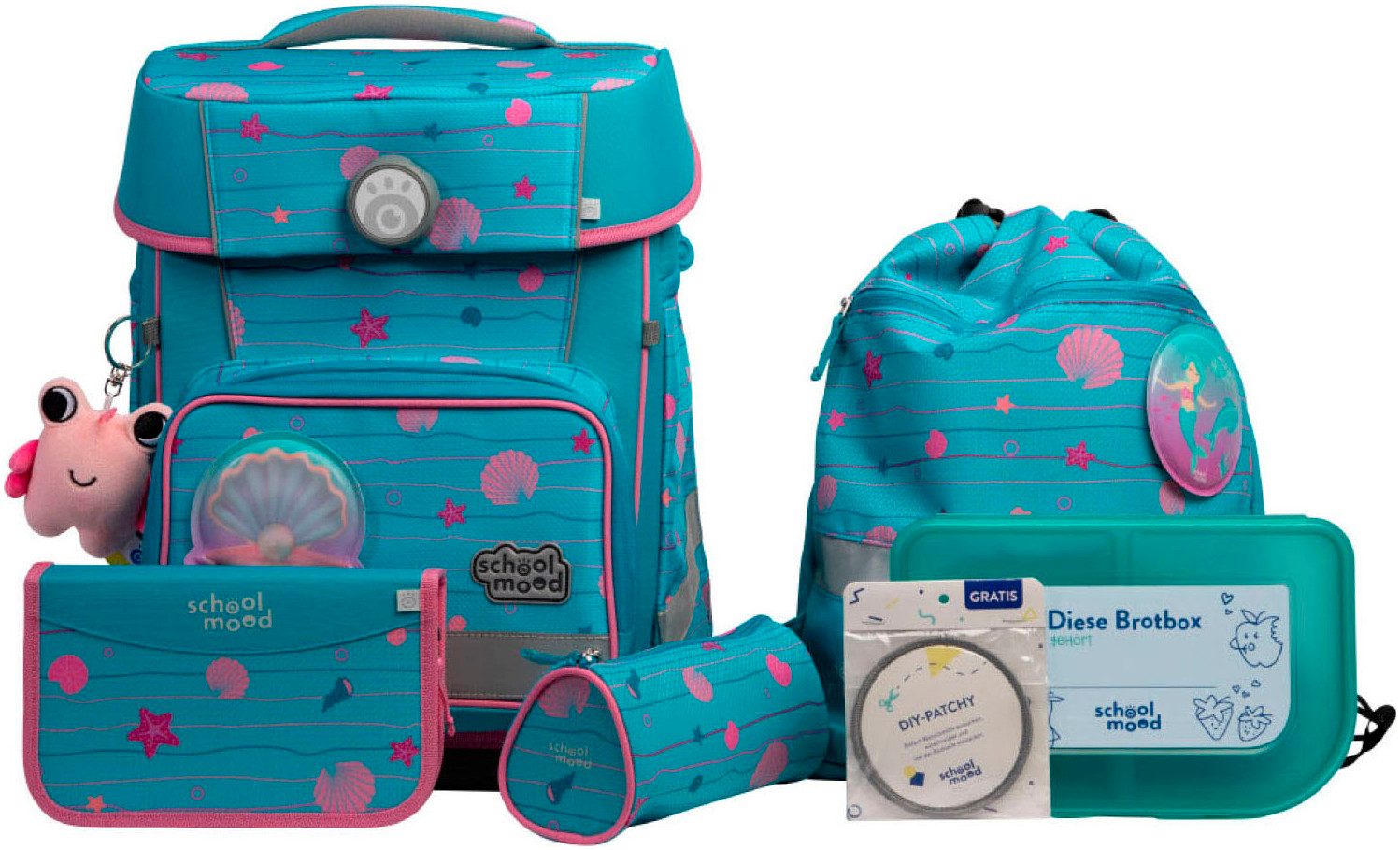 SCHOOL-MOOD® Schulranzen Champion Maxx Pro (Set, 7-tlg), mit LED-Patchy