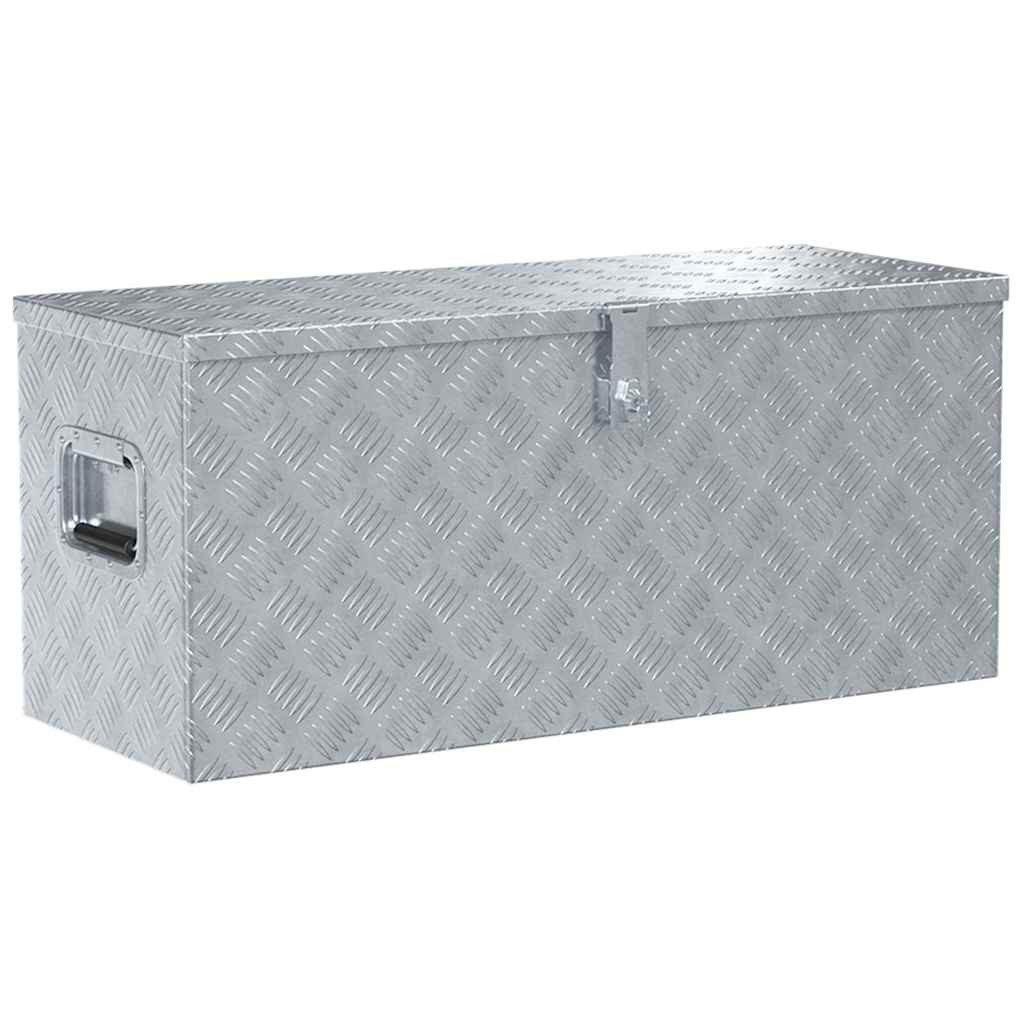 vidaXL Werkzeugbox Aluminiumkiste 90,5×35×40 cm Silbern (1 St)