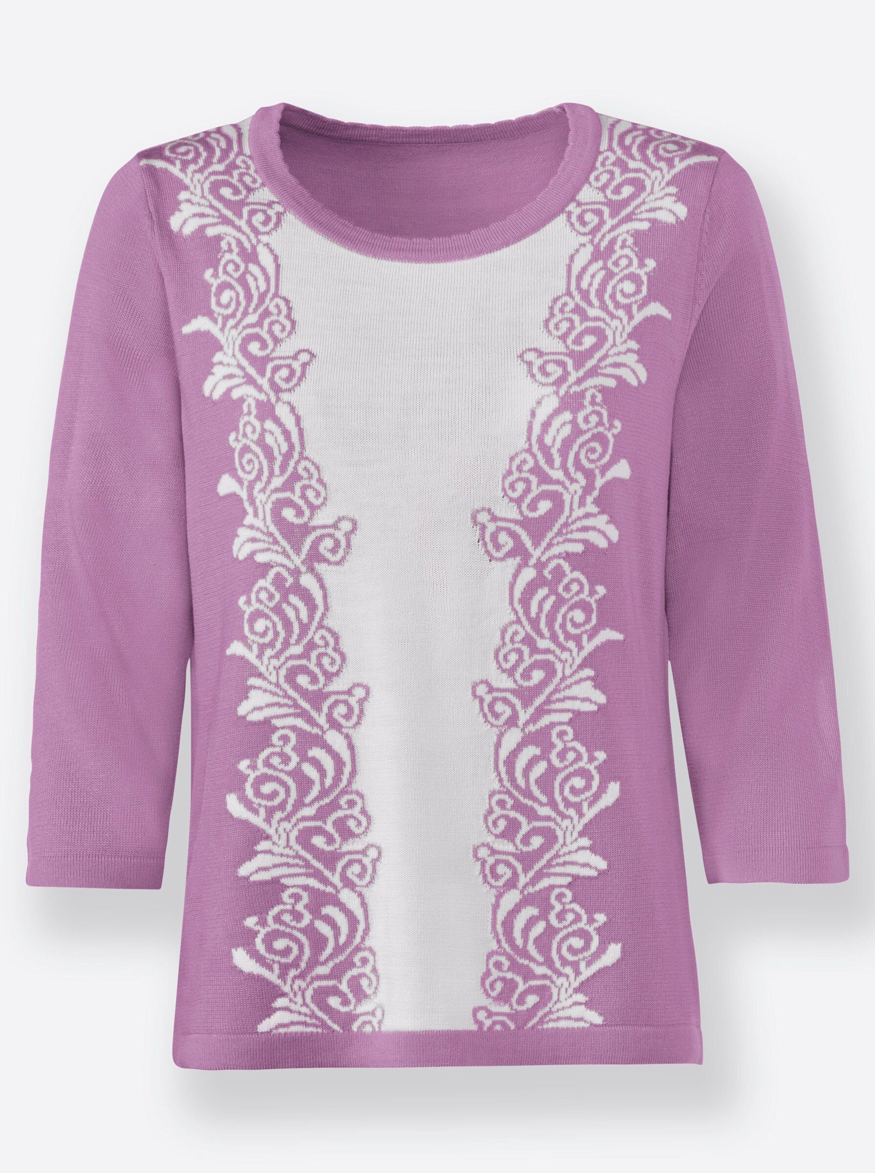Strickpullover Pullover 3/4-Arm Intarsien, Jacquard