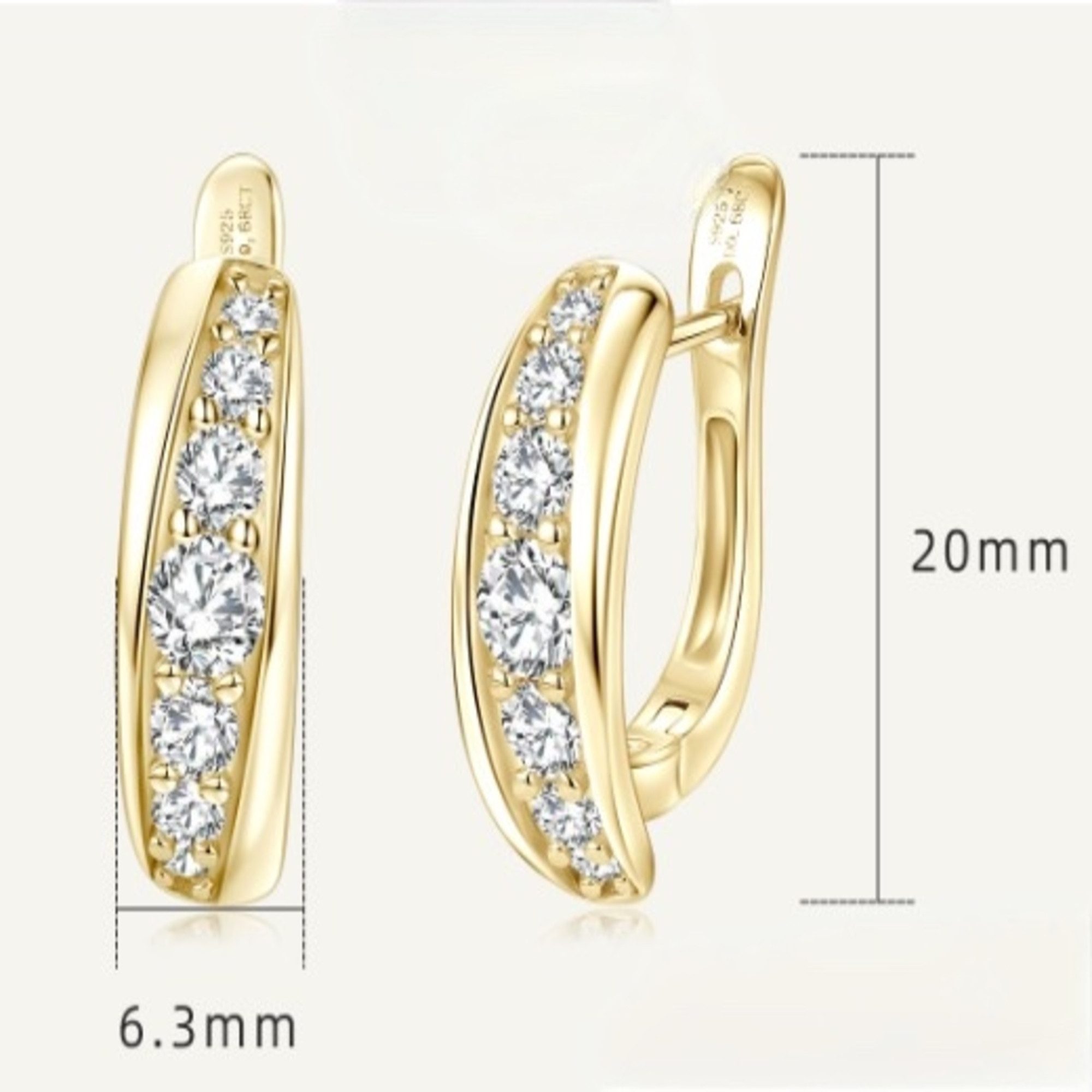 ROUGEMONT Creolen-Set Exquisite Moissanit Damen Creolen VVS1 D 925 sterling Silber 18K Gold, Echtschmuck mit Echtheitszertifikat