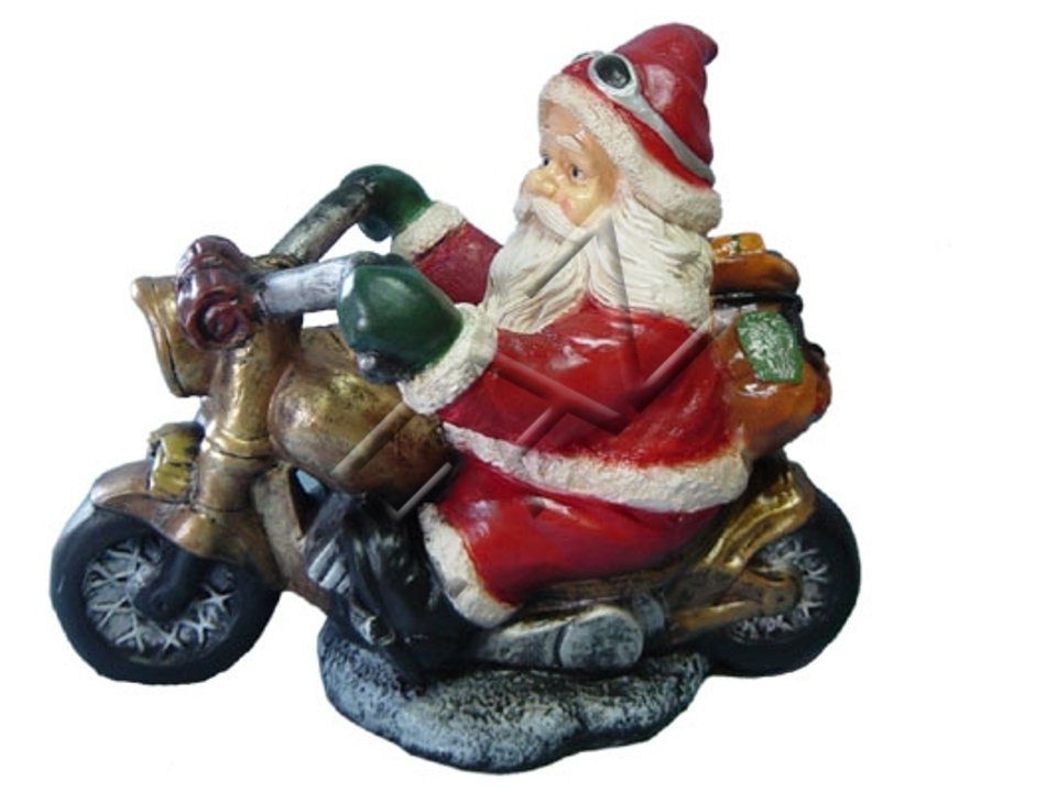 JVmoebel Dekofigur Weihnachtsmann Motorrad Garten Statue Skulptur Figuren Skulpturen