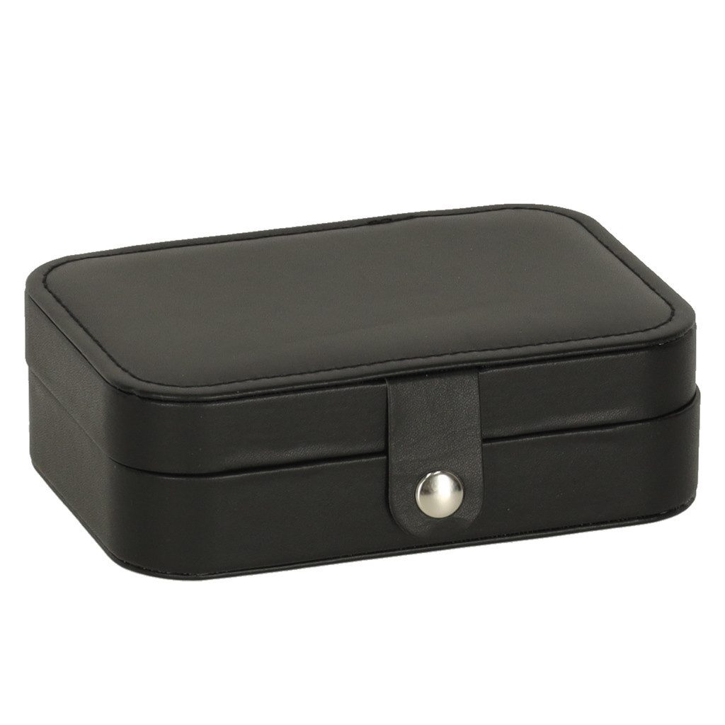 Ikonka Schmuckkassette Schmuckkästchen Schmuck Organizer mit Fächern Kettenhaken schwarz (Schmuck Organizer Box mit Fächern Kettenhaken schwarz kompakt, Schmuck – Bild 5 von 5