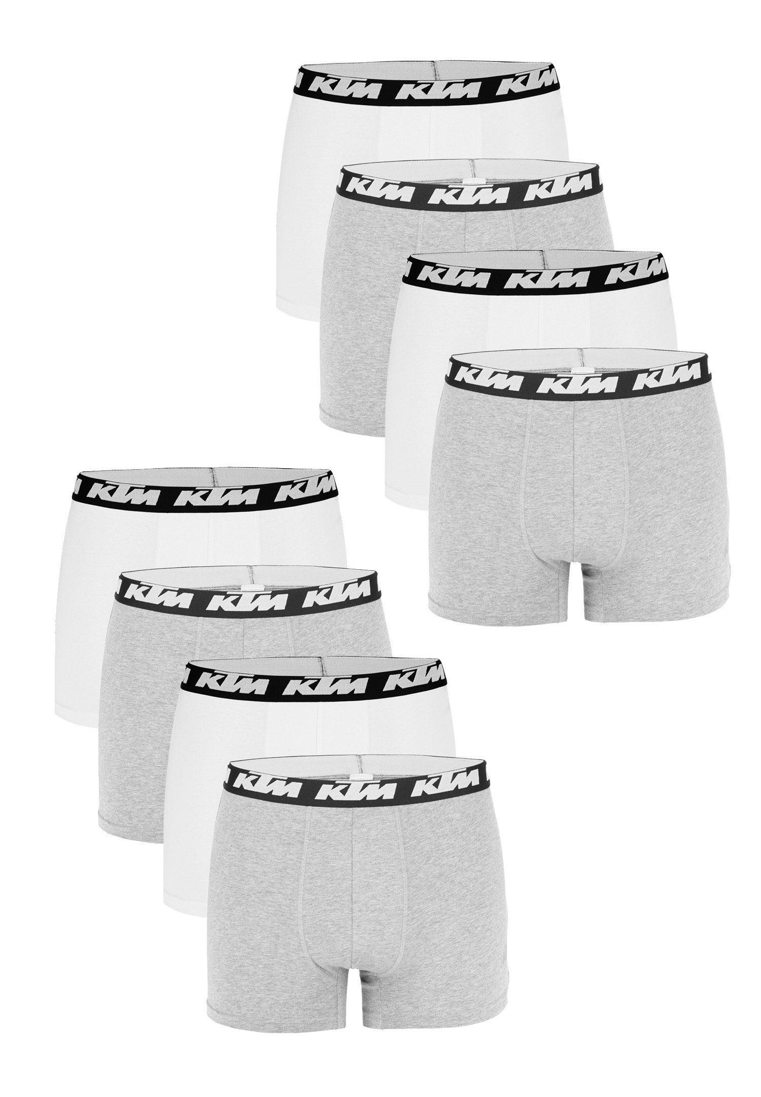 KTM Boxershorts 8er Pack Boxer Man Cotton (Set, 8-St., 8er-Pack) Light Grey / White