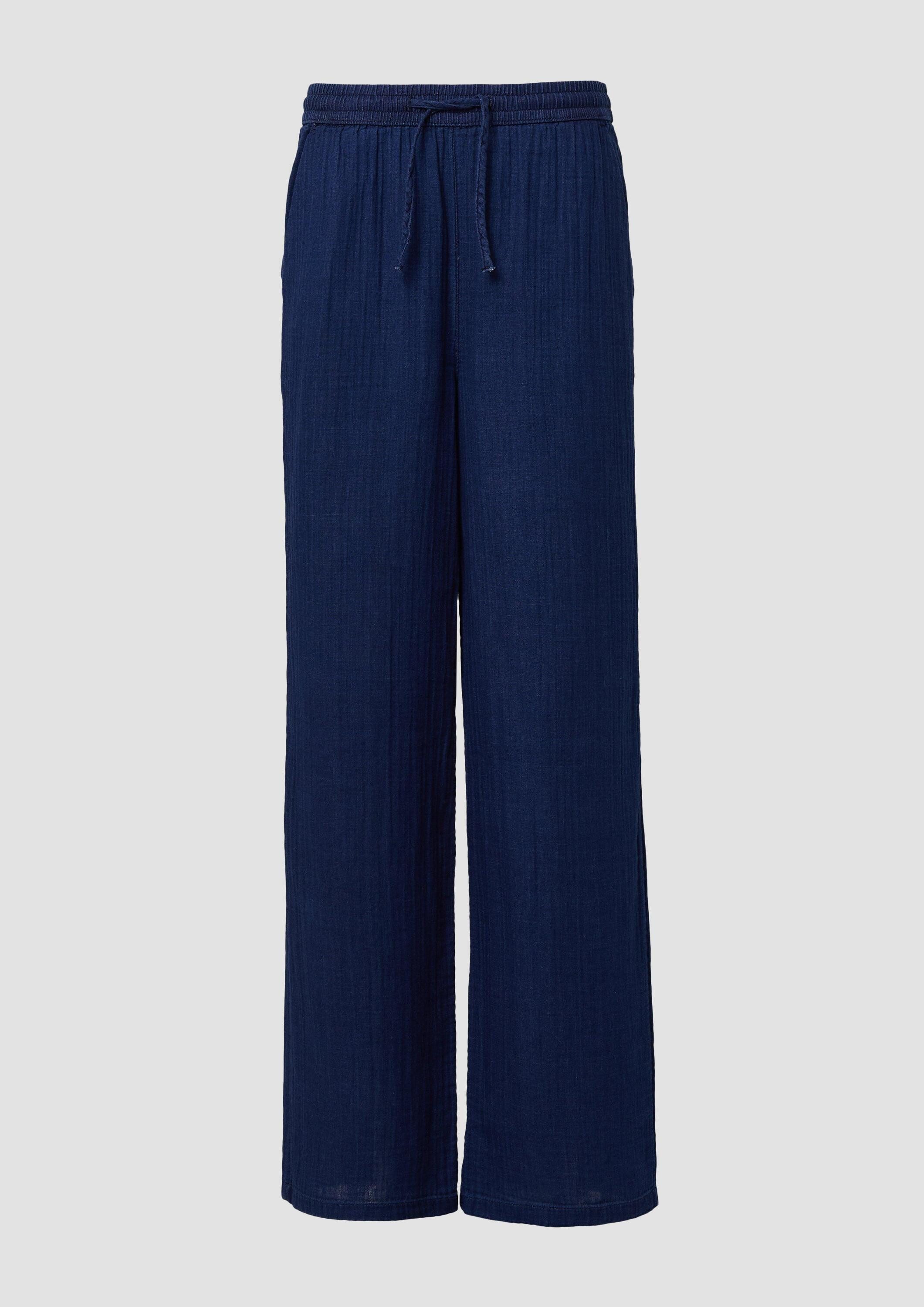 s.Oliver Chinos Hose Indigo dyed Wide-Leg-Hose mit Elastikbund