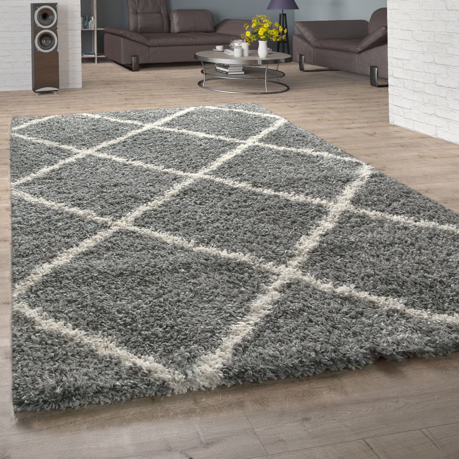 Muster, weich Design, Höhe: Hochflor-Teppich Fußbodenheizung Home, Scandi 40 für rechteckig, 441, Kalmar Rauten Paco mm, geeignet & kuschelig,