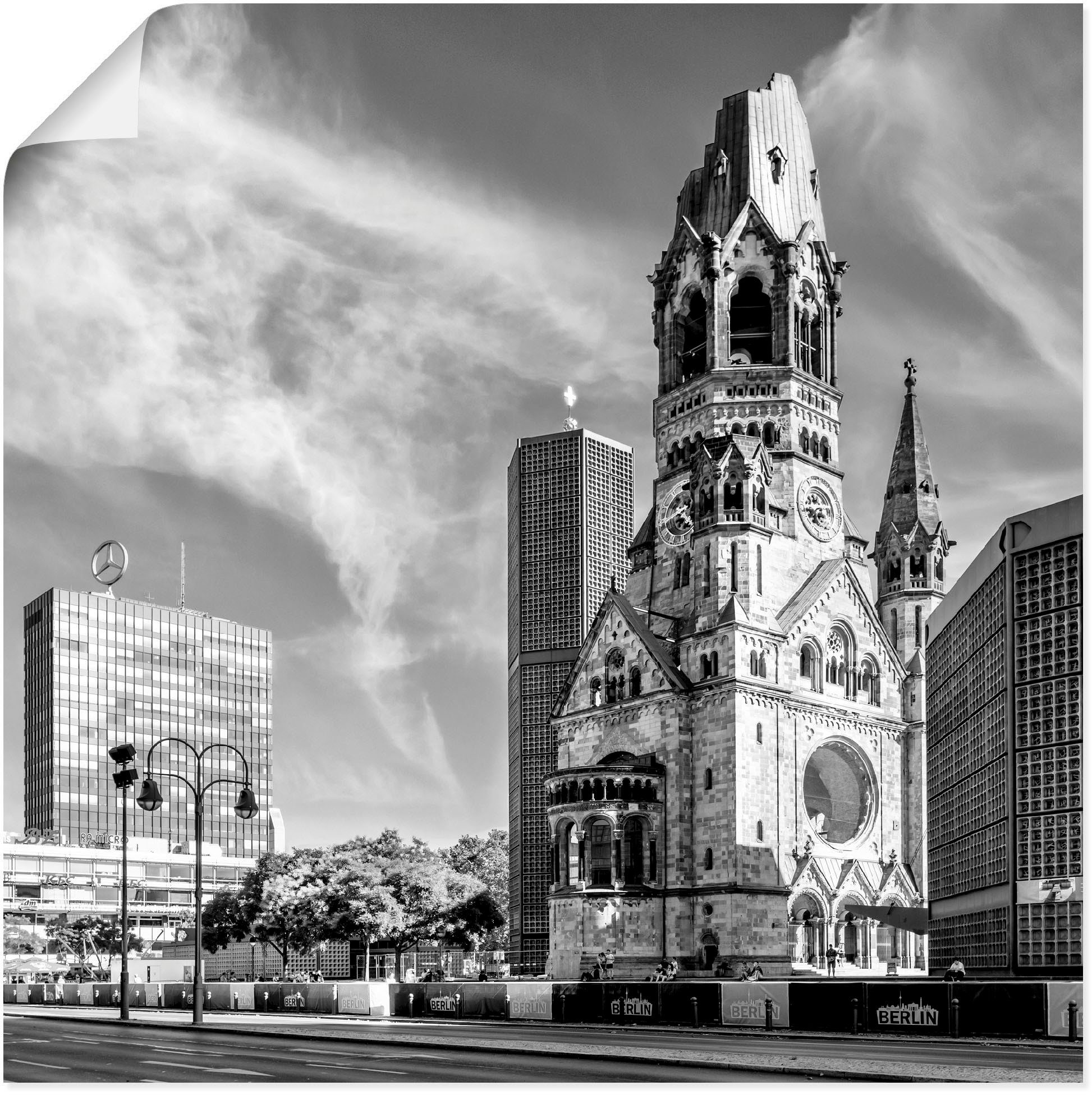 Artland Poster Berlin Kaiser-Wilhelm-Gedächtniskirche, Berlin (1 St), als Alubild, Leinwandbild, Wandaufkleber oder Poster in versch. Größen