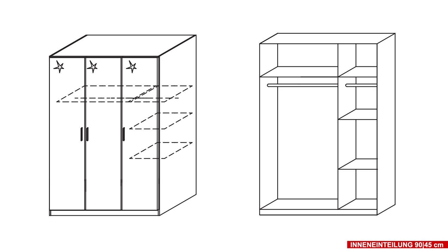 rauch Kleiderschrank Kleiderschrank Celle Schrank ca.136x197 cm weiß hochglanz