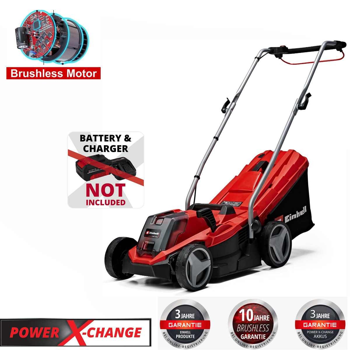Einhell Akkurasenmäher Akku-Rasenmäher GE-CM 18/33 Li-Solo 18V Brushless Motor Power X-Change