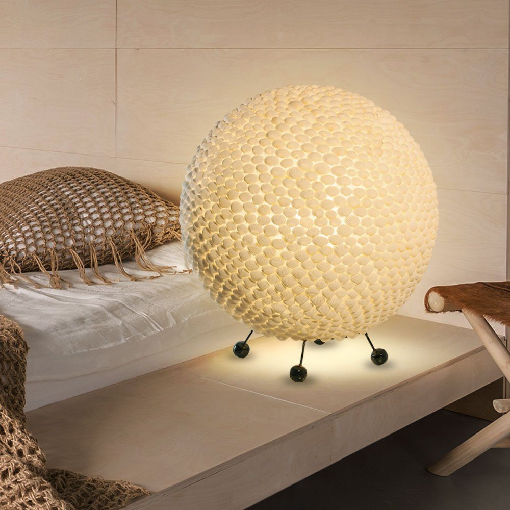 etc-shop LED Tischleuchte, Leuchtmittel inklusive, Warmweiß, Muschel Tisch Lampe Wohn Schlaf Zimmer Beleuchtung Kugel Design