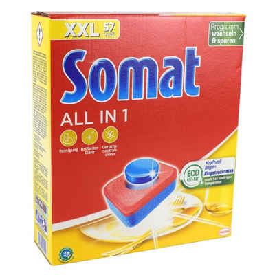 Somat XXL Somat All in 1 Tabs 57 Geschirrspültabs für Spülmaschinen Spülmaschinentabs (57-St. Geruchsneutralisierer)