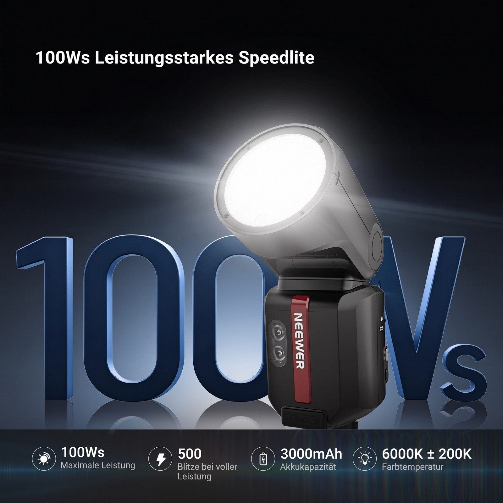 Neewer Z3R-C 100Ws 2,4G TTL Flash Rundkopf Blitz kompatibel mit Canon Kameras Blitzgerät, (3000mAh Speedlite Light mit Touchscreen, 1/8000s HSS, TTL/M Schalter)