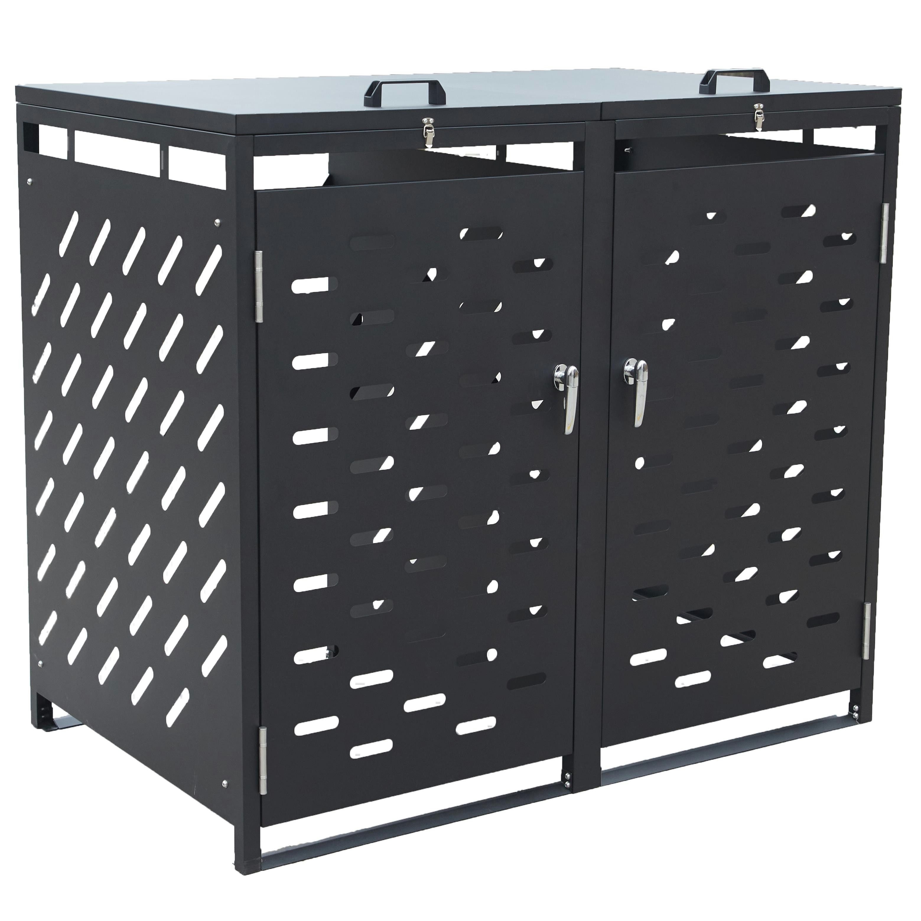 ESTEXO Mülltonnenbox Müllbox Mülltonnenverkleidung 2 Türen Box Anthrazit mit Deckel