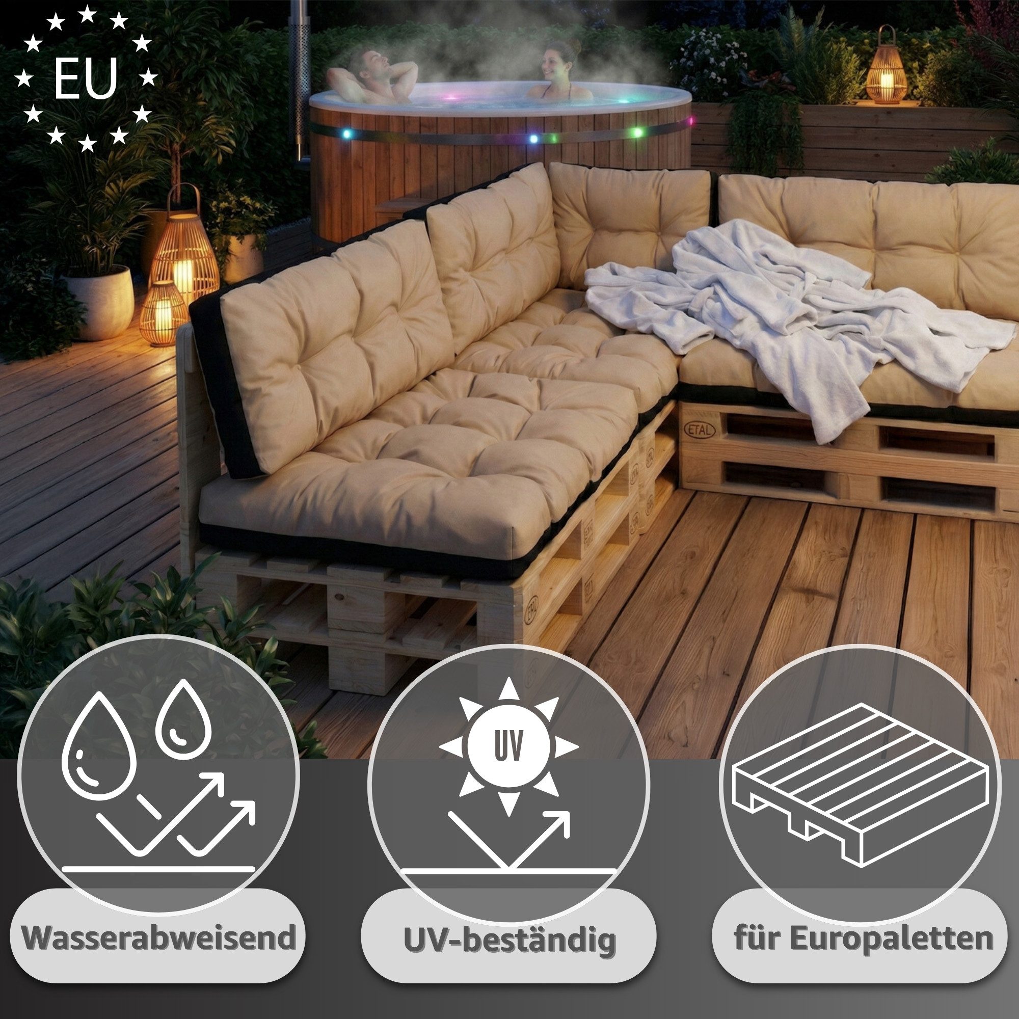 Amazinggirl Palettenkissen Outdoor Kissen Auflagen für Paletten Europaletten und Palettensofa