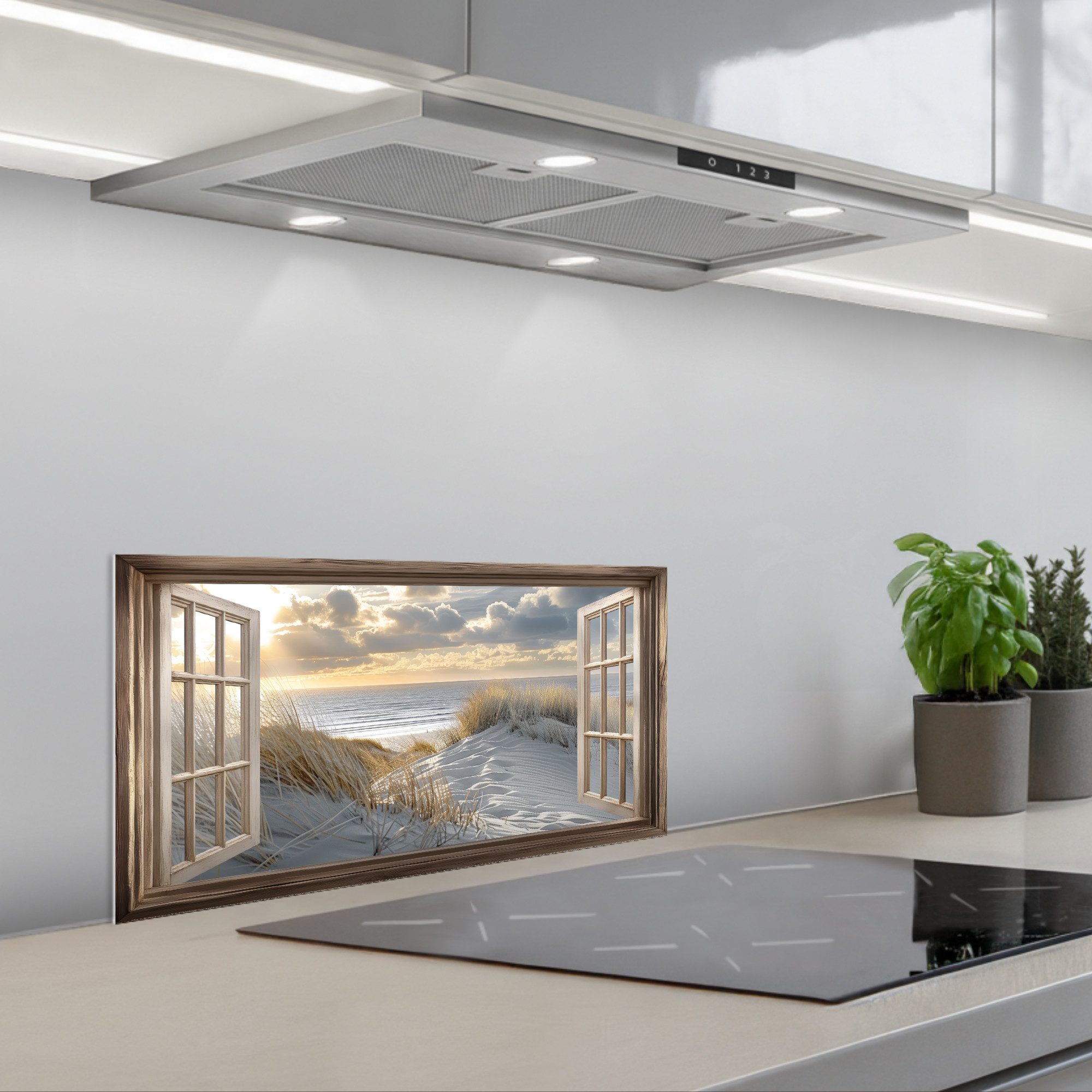 MuchoWow Küchenrückwand selbstklebend Ausblick - Strand - Dünen - Meer - Na günstig online kaufen