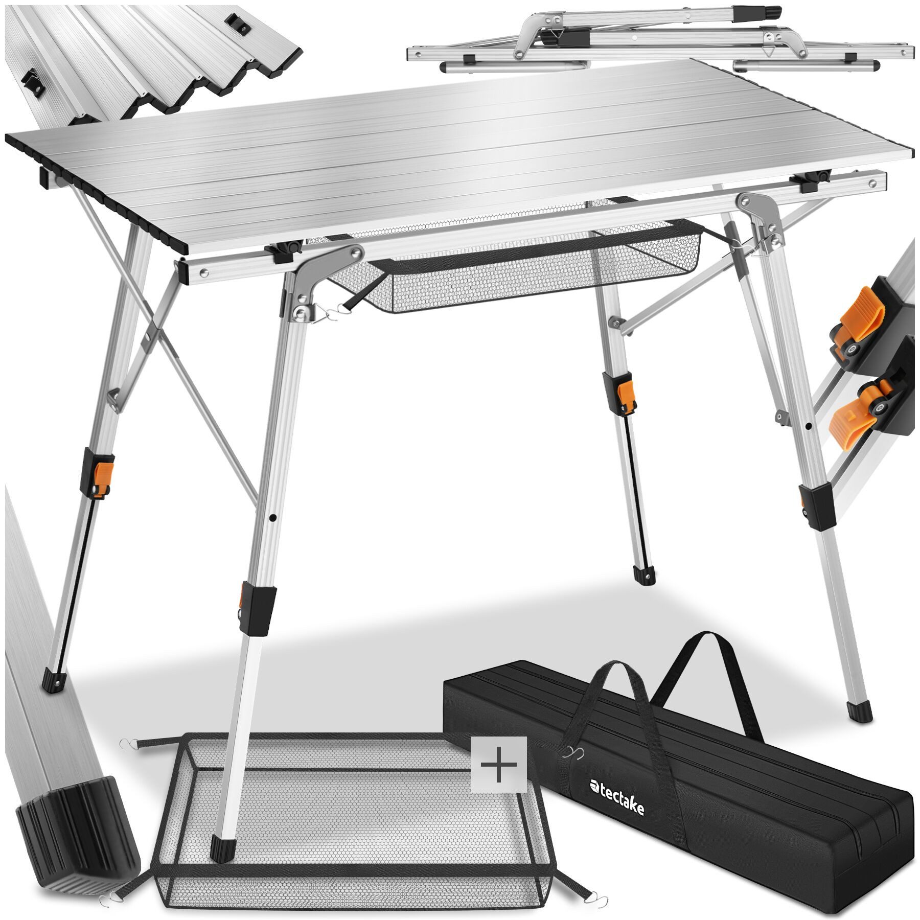tectake Campingtisch Aluminium Campingtisch (1-St., 1 tlg), Stabiler Campingtisch mit praktischer Faltfunktion