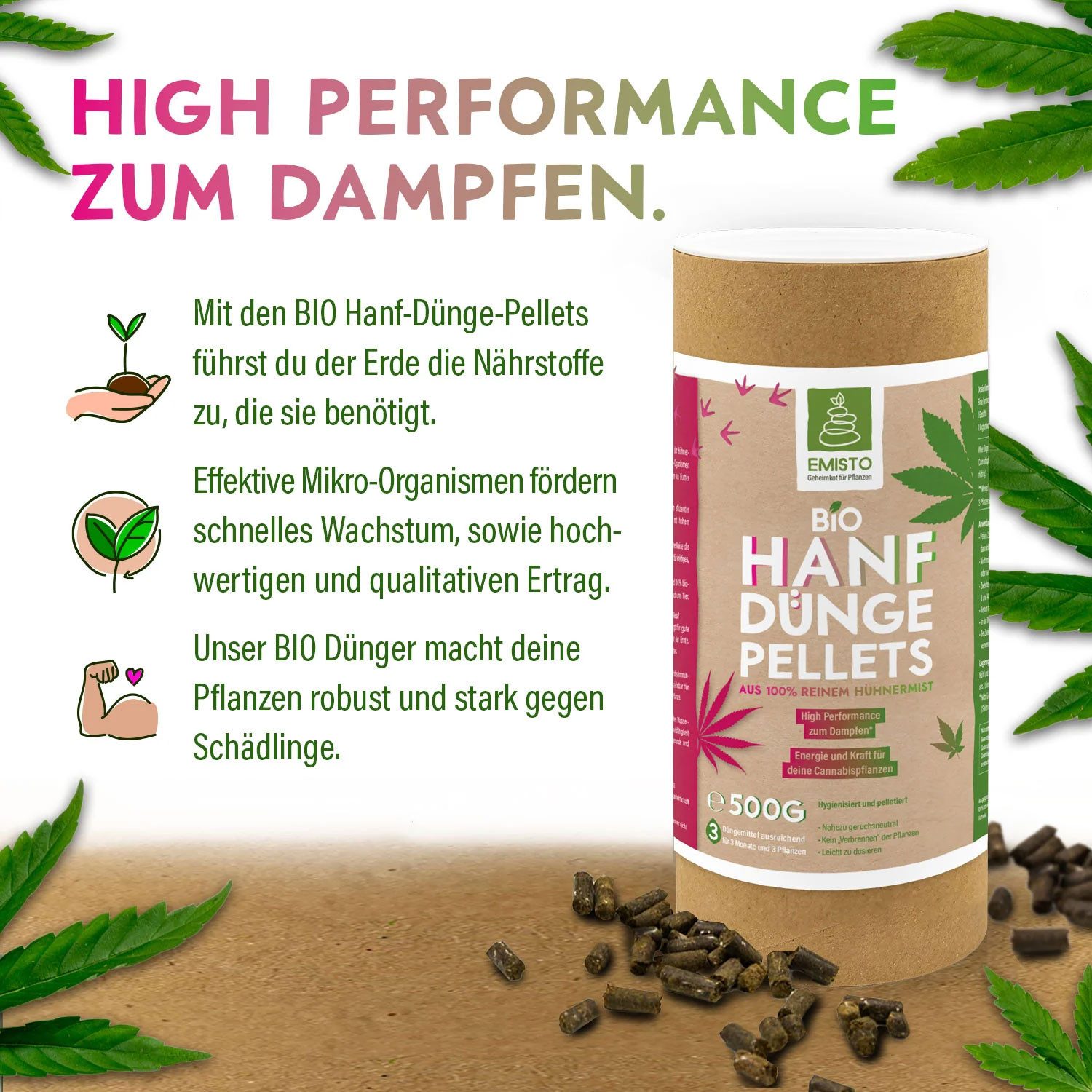 Thumbnail - EMISTO Spezialdünger EMISTO BIO Cannabis Dünger • Organische Hanf Dünger Pellets • 500 Gr.