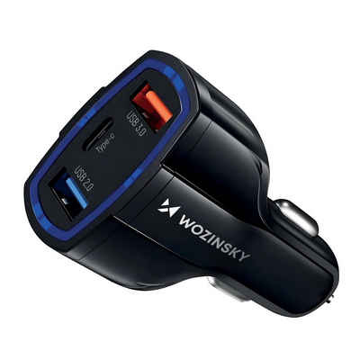 Wozinsky KFZ-Adapter Autoladegerät USB x2 und USB C KFZ-Ladegerät Smartphone-Ladegerät