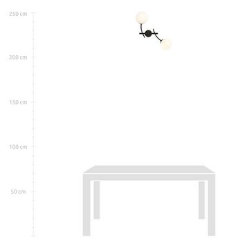 Licht-Erlebnisse Wandleuchte DORA, ohne Leuchtmittel, Glas Metall Schwarz Weiß E14 2-flammig Kugelschirm Modern