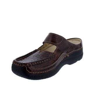 WOLKY Roll Slipper, Clog, Mini Croco leather, W-Cognac, 0622767-431 Clog