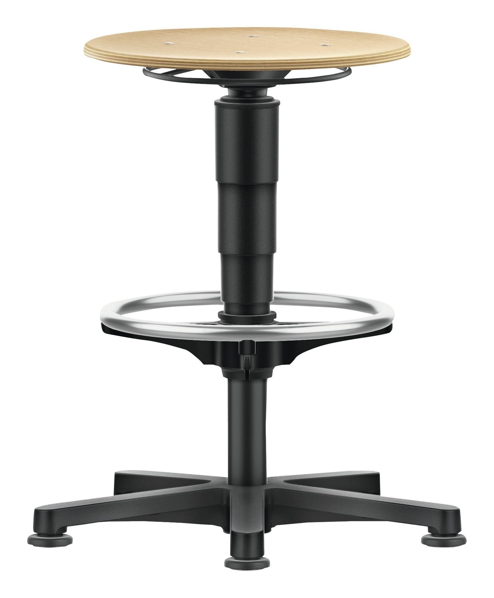 bimos Табуретки, Вращающийся табурет Holz Rundsitz Sitzhöhe 530 - 750 mm mit Gleiter und Fußring