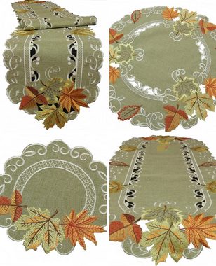 Westernlifestyle Tischdecke Herbst Blätter grün beige