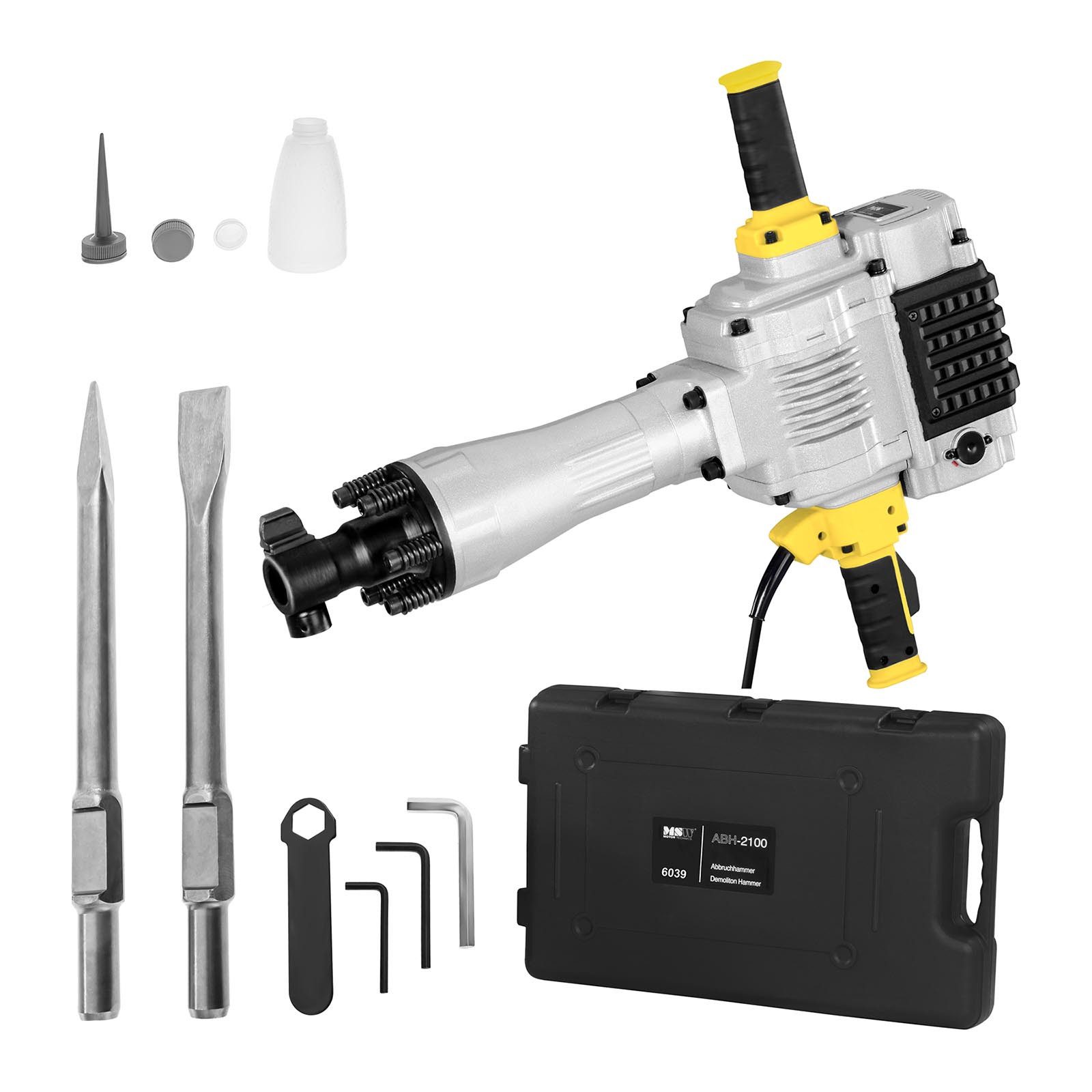 MSW Abbruchhammer Meißelhammer Stemmhammer Schlaghammer 2100 W J SDS HEX, 2100 in W