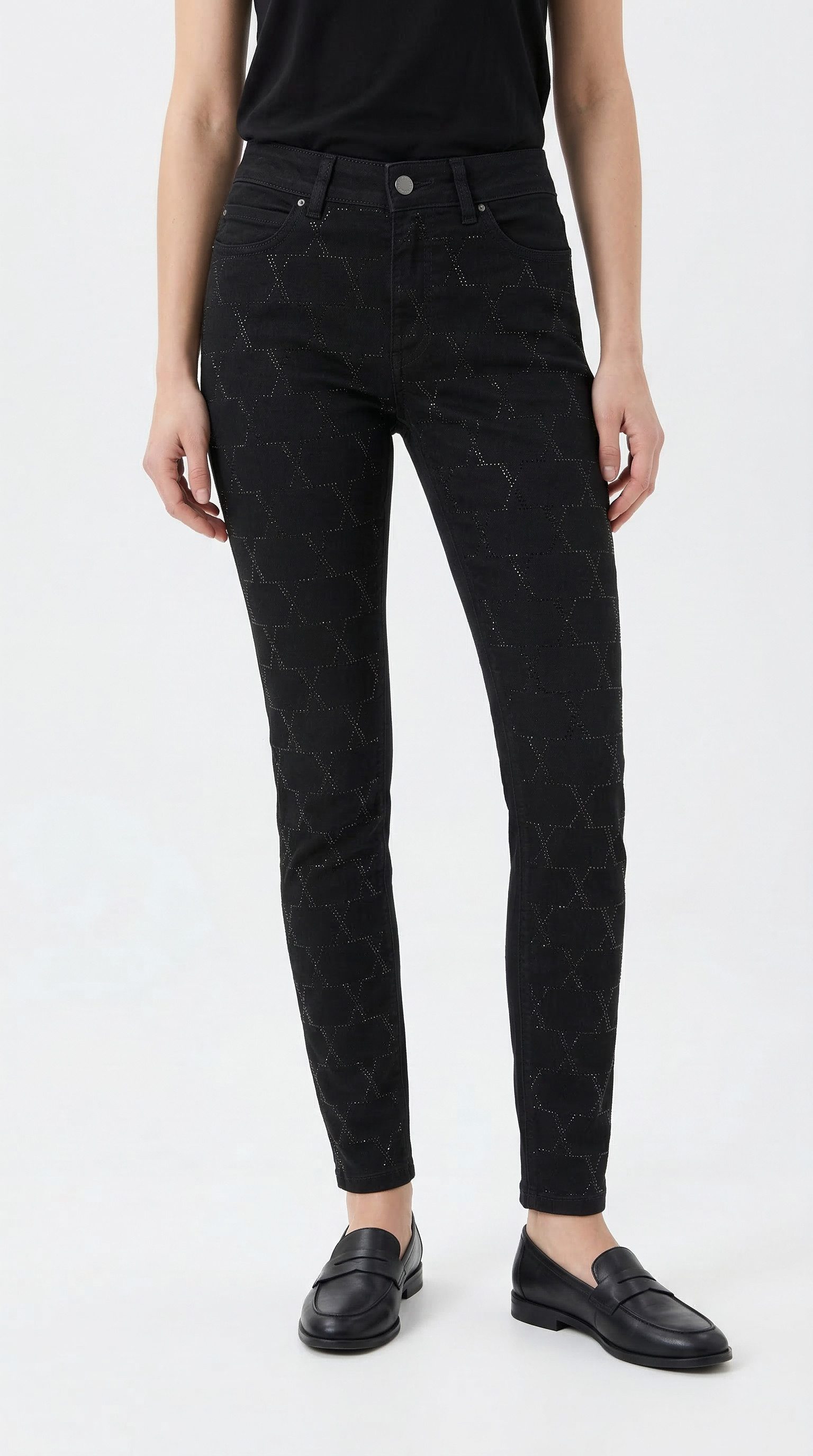 MAC Skinny-fit-Jeans DREAM SKINNY chain glitter mit Glitzersteine Muster