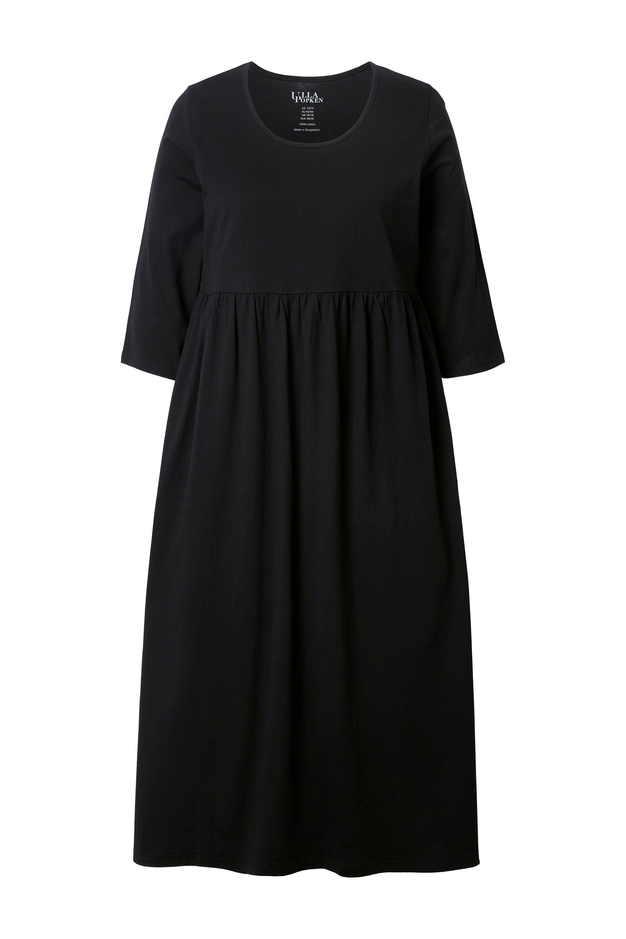 Ulla Popken Maxikleid Jersey-Maxikleid A-Linie Rundhals 3/4-Arm Taschen günstig online kaufen