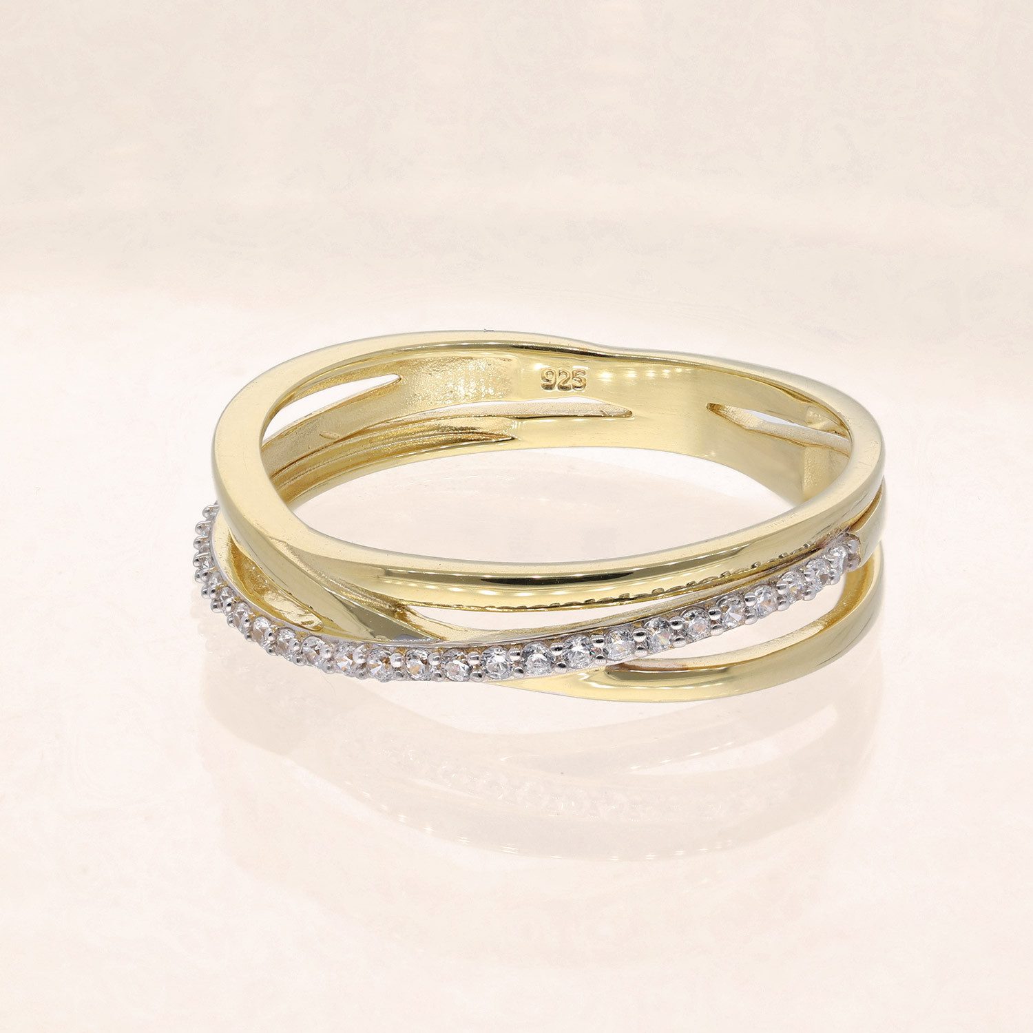 trendor Silberring Damen925 Silber Vergoldet mit Zirkonias