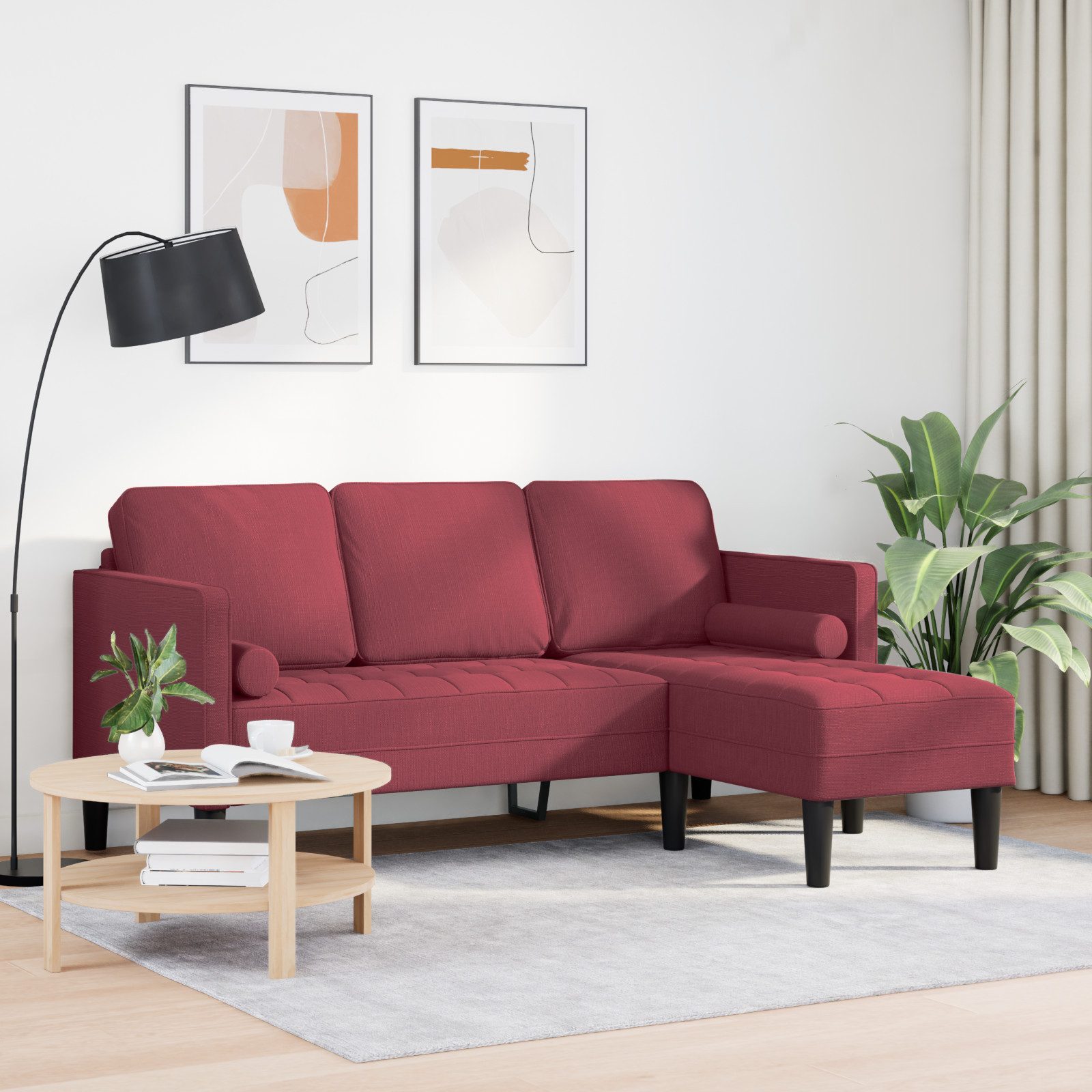 vidaXL Sofa Sofa 3-Sitzer L-Form Weinrot günstig online kaufen