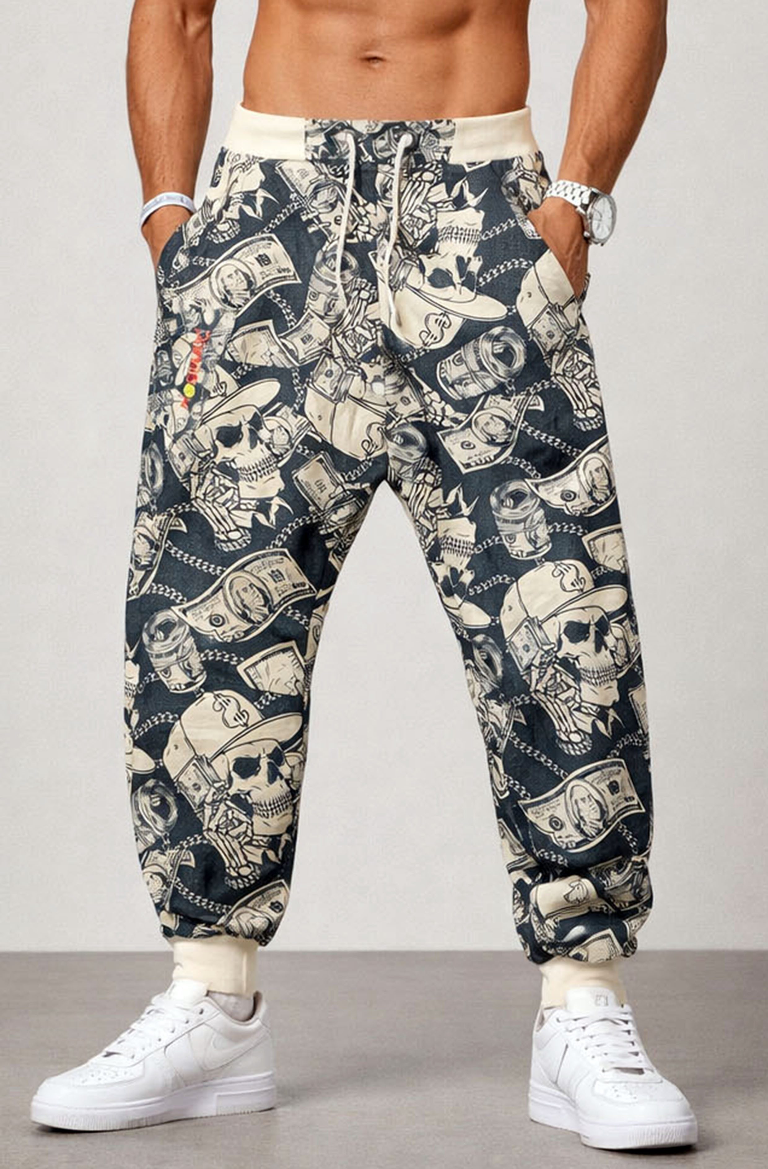 Mosranic Jogginghose Herren Baggy Yoga Hose "Skull Dollar" Trainingshose Fi günstig online kaufen