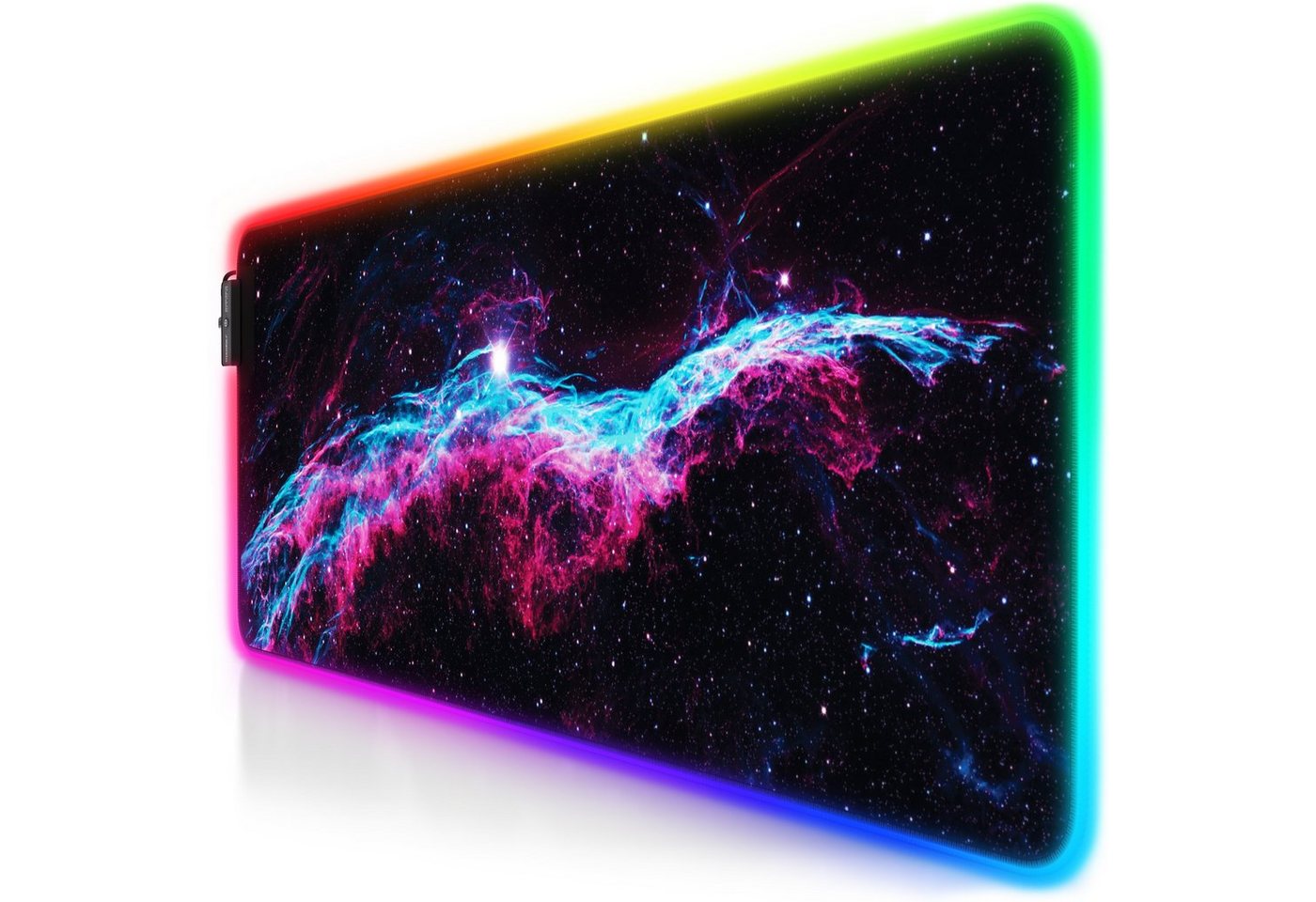 Titanwolf Gaming Mauspad RGB Mousepad 800 x 300 x 3 mm, LED Multi Color XL Tischunterlage, rutschfest, abwaschbar, Geschwindigkeit & Präzision, Galaxie Blau
