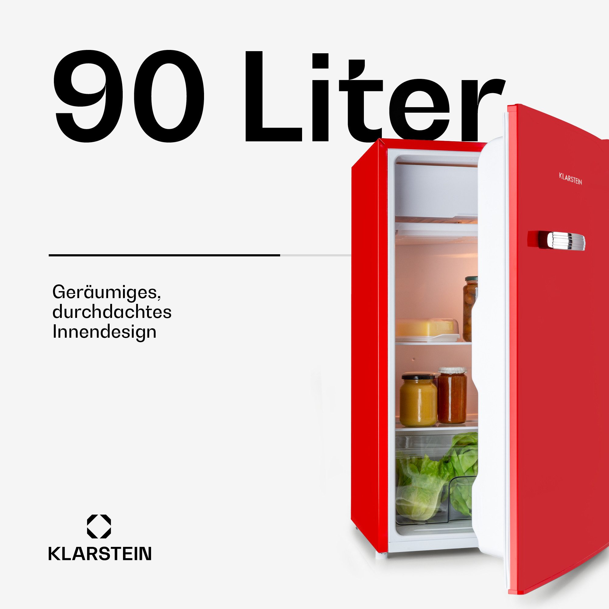 Klarstein Kühl-/Gefrierkombination Beercracker 91L, 45 cm hoch, 47 cm breit, Bier Hausbar Getränkekühlschrank Hotel Mini Fridge