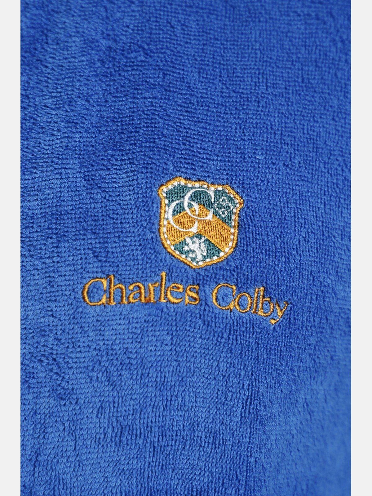 Charles Colby Bademantel LORD Gürtel, Frottier Baumwolle, blau Kimono-Kragen, Langform, angenehm CURET, weichem aus