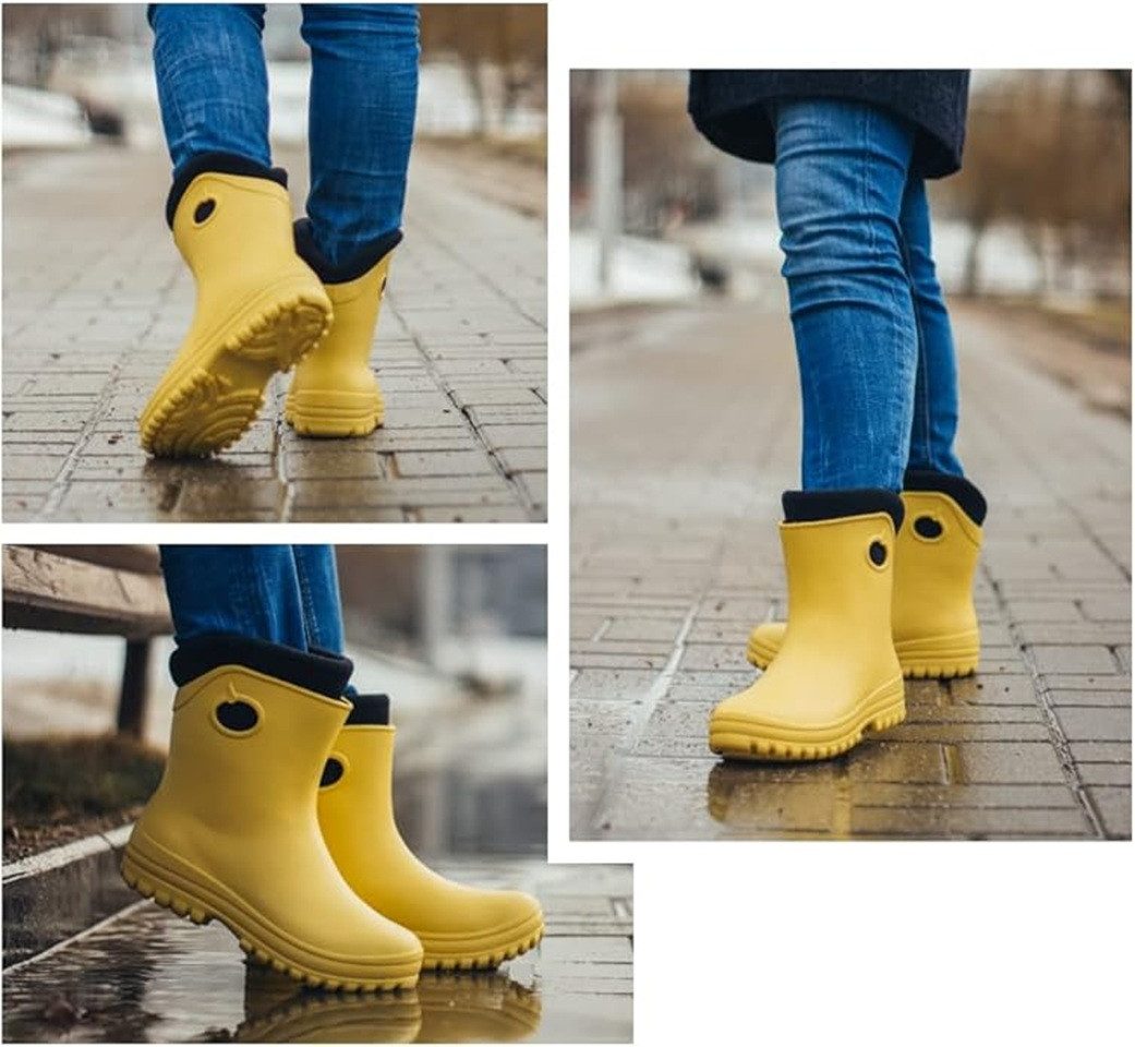 Fortmen Federleichte EVA Gefütterte halbhohe Gummistiefel Damen Thermo 36-41 Gummistiefel wasserdicht
