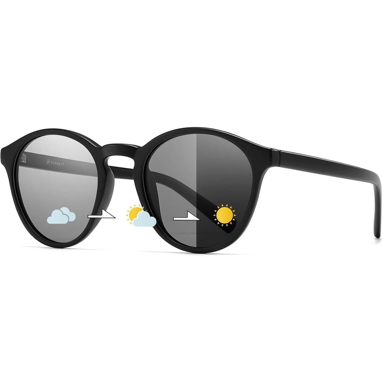 LuxusKollektion Retrosonnenbrille Sonnenbrille Schwarzer Rahmen (Mattes Finish) Photochromatische Linse (1-St)
