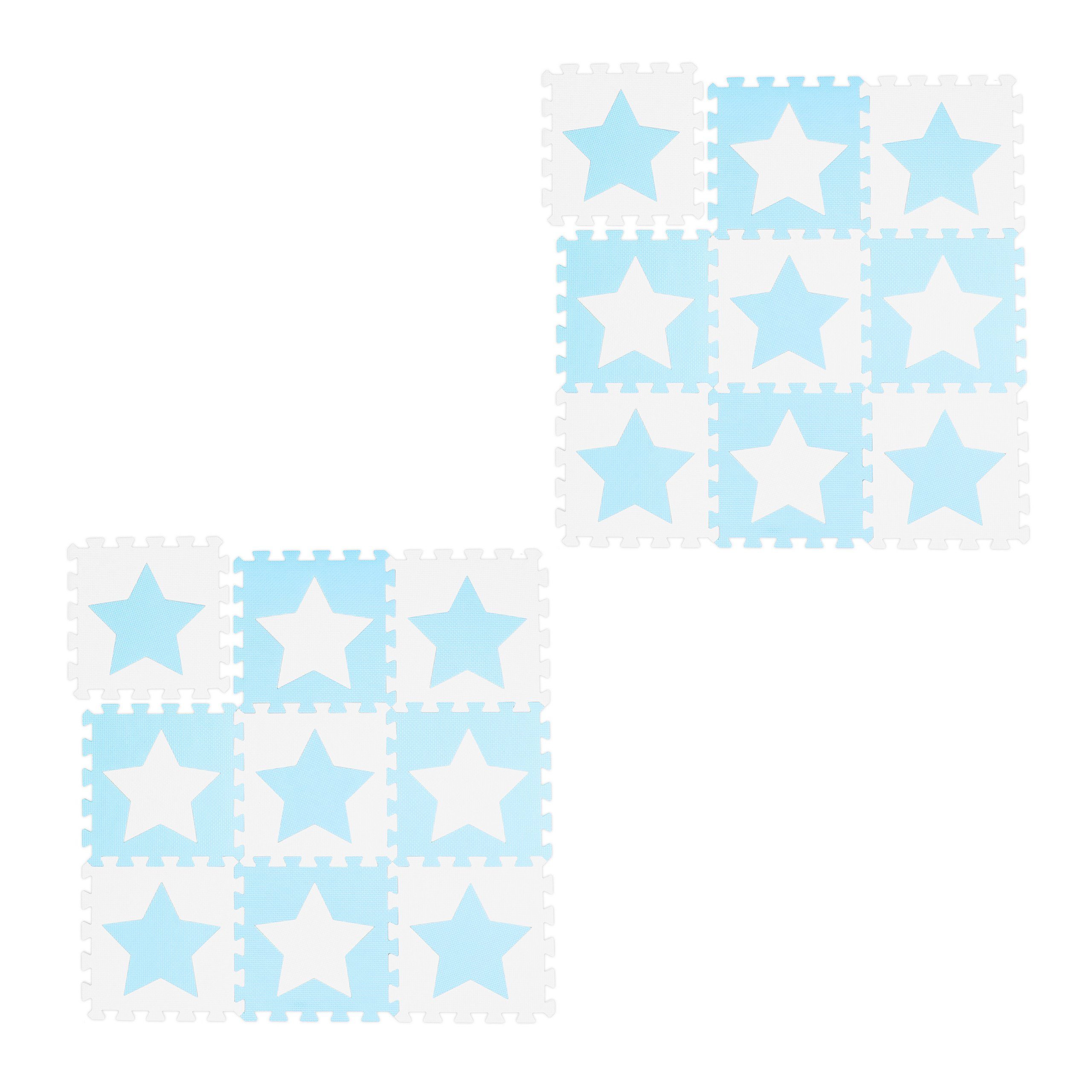 Spielmatte 18 x Puzzlematte Sterne weiß-blau
